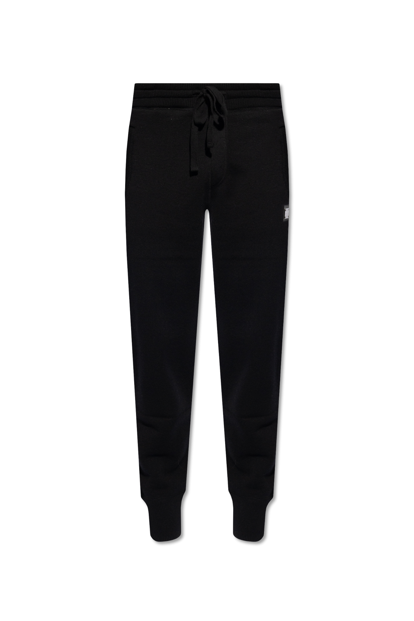 Dolce & Gabbana Wełniane Spodnie Z Logo, Mężczyźni, Czarny