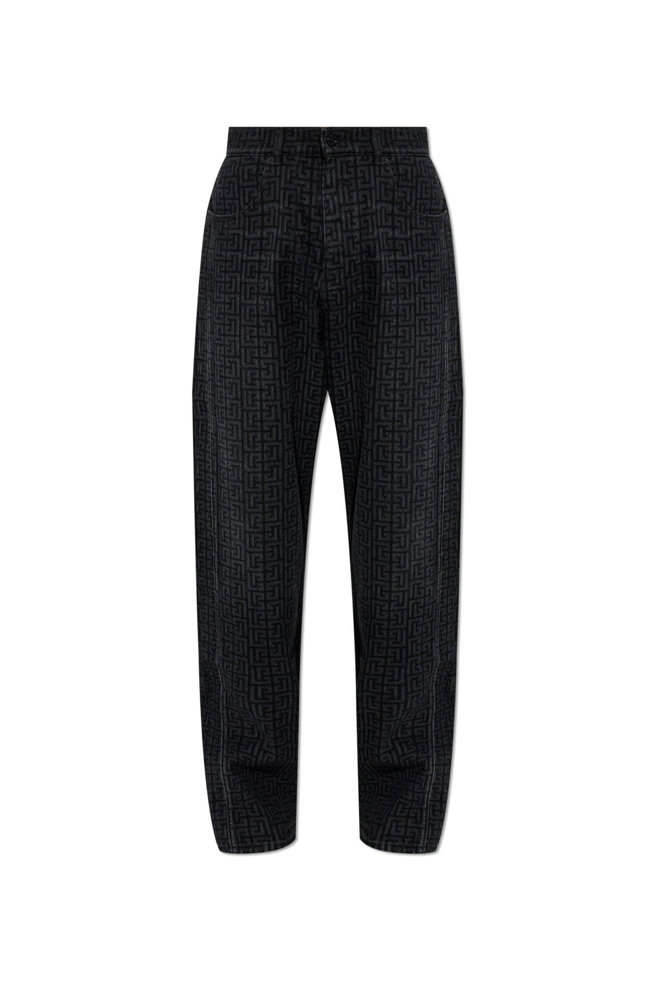 Balmain Jeansy Z Monogramem, Mężczyźni, Czarny