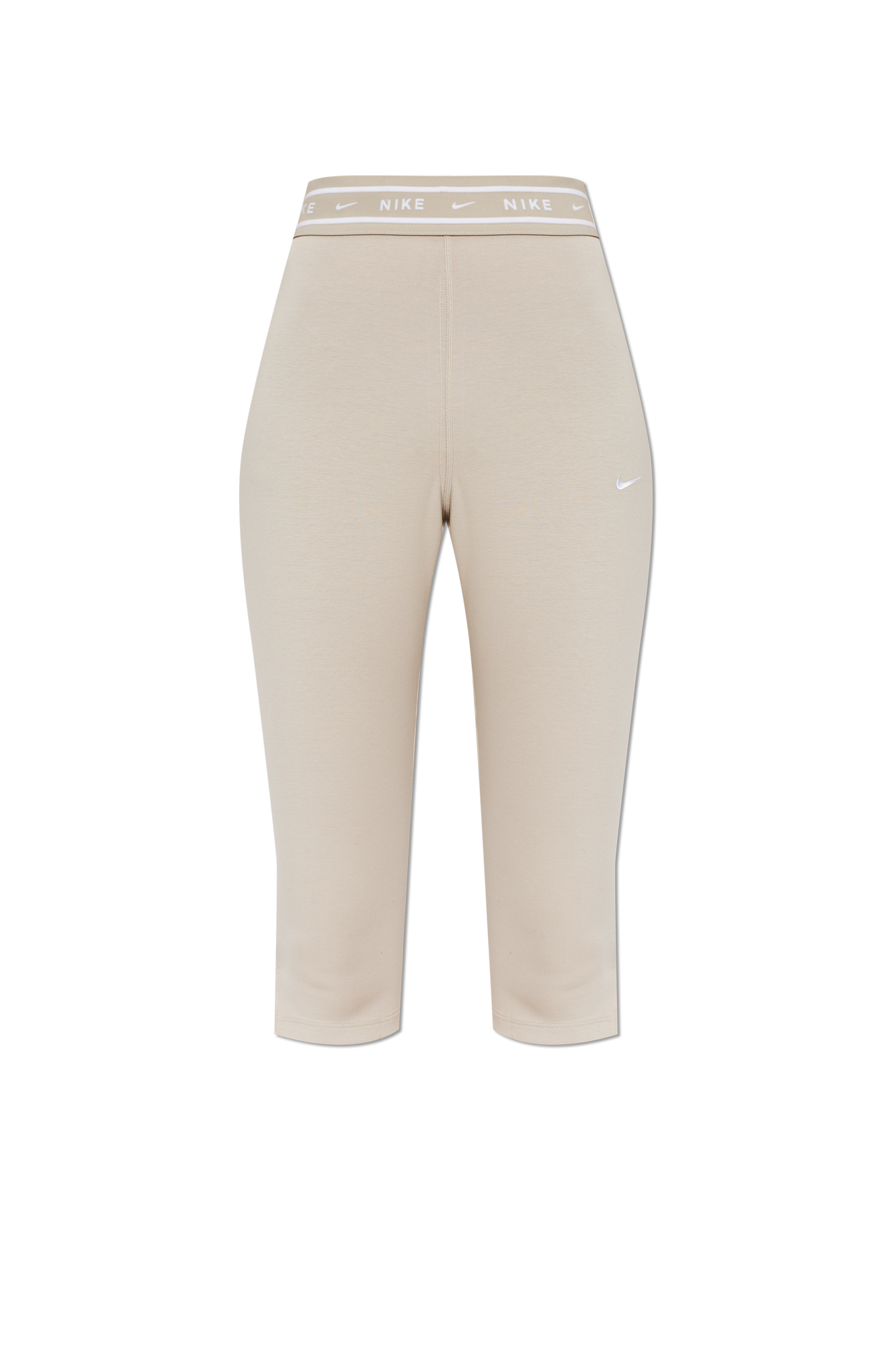 Nike Krótkie Legginsy Z Logo, Kobiety, Beżowy