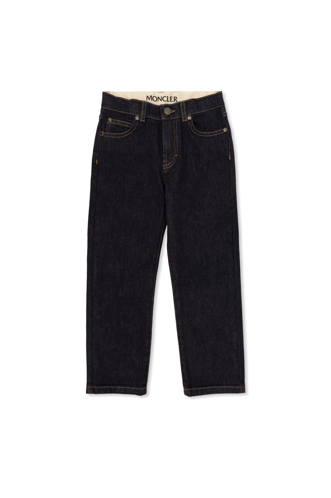 Moncler Enfant Jeansy Z Nogawkami O Prostym Kroju, Unisex, Granatowy