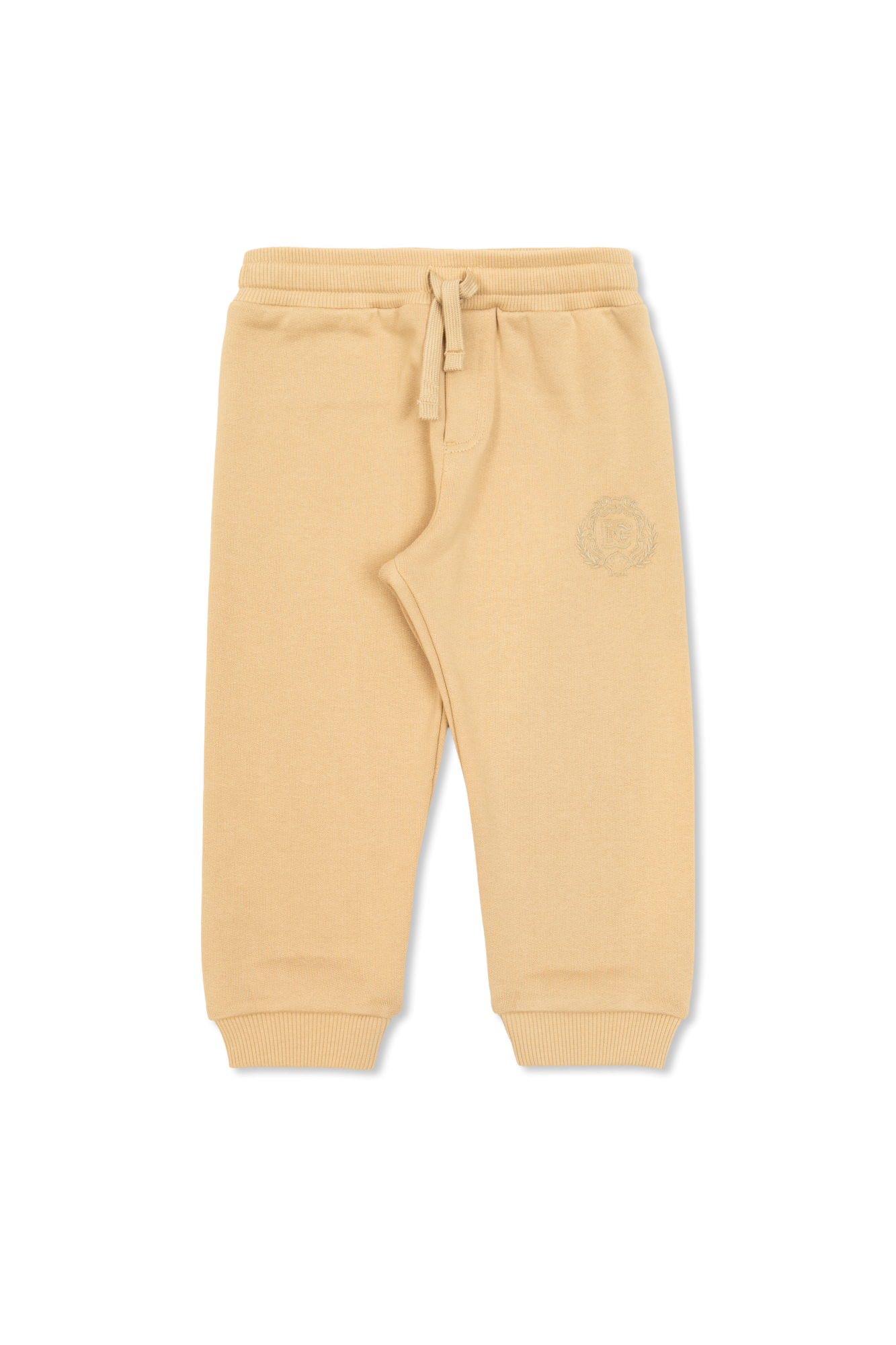 Dolce & Gabbana Kids Spodnie Dresowe Z Logo, Unisex, Beżowy