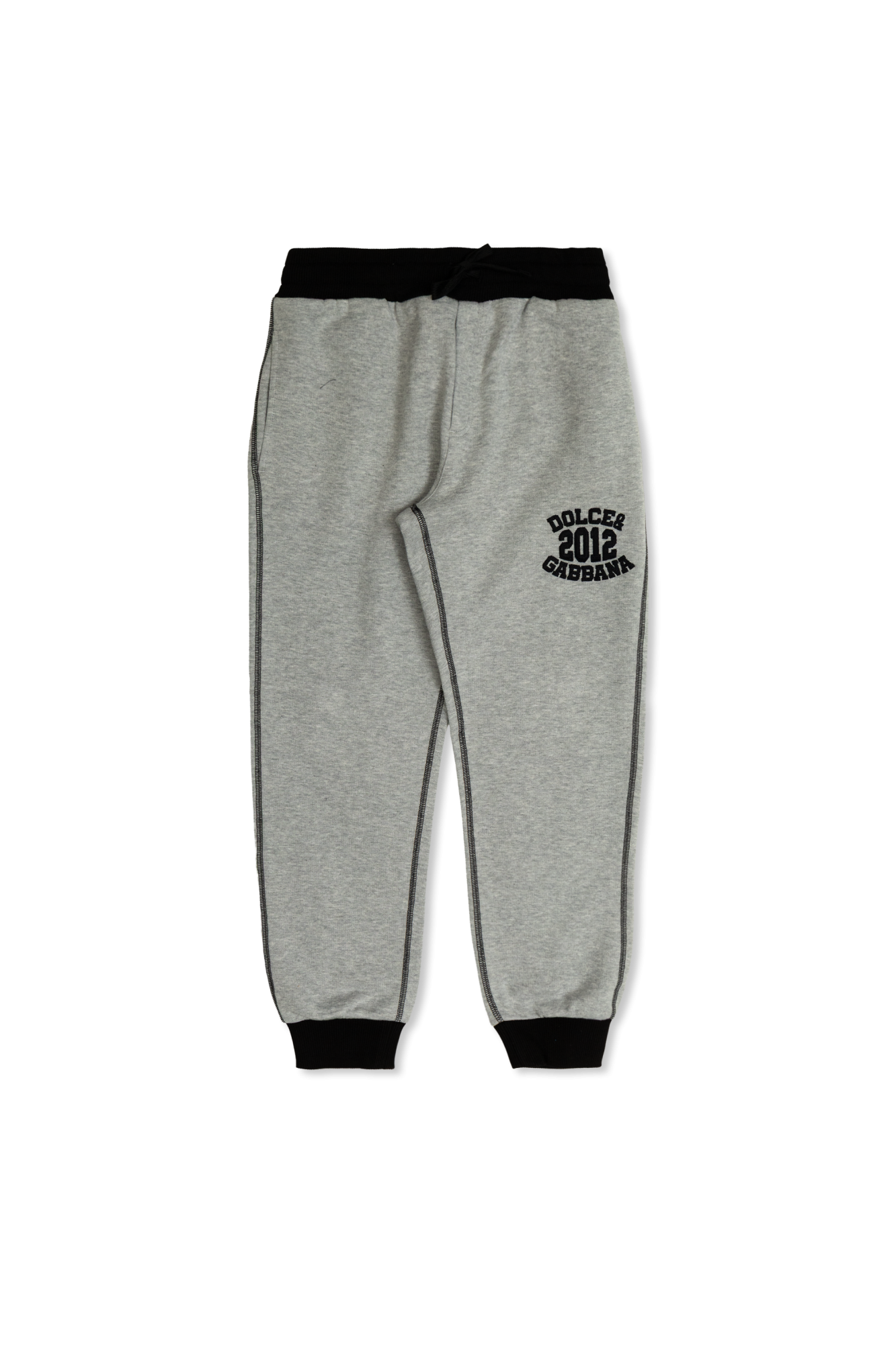 Dolce & Gabbana Kids Spodnie Dresowe Z Wyszytym Logo, Unisex, Szary