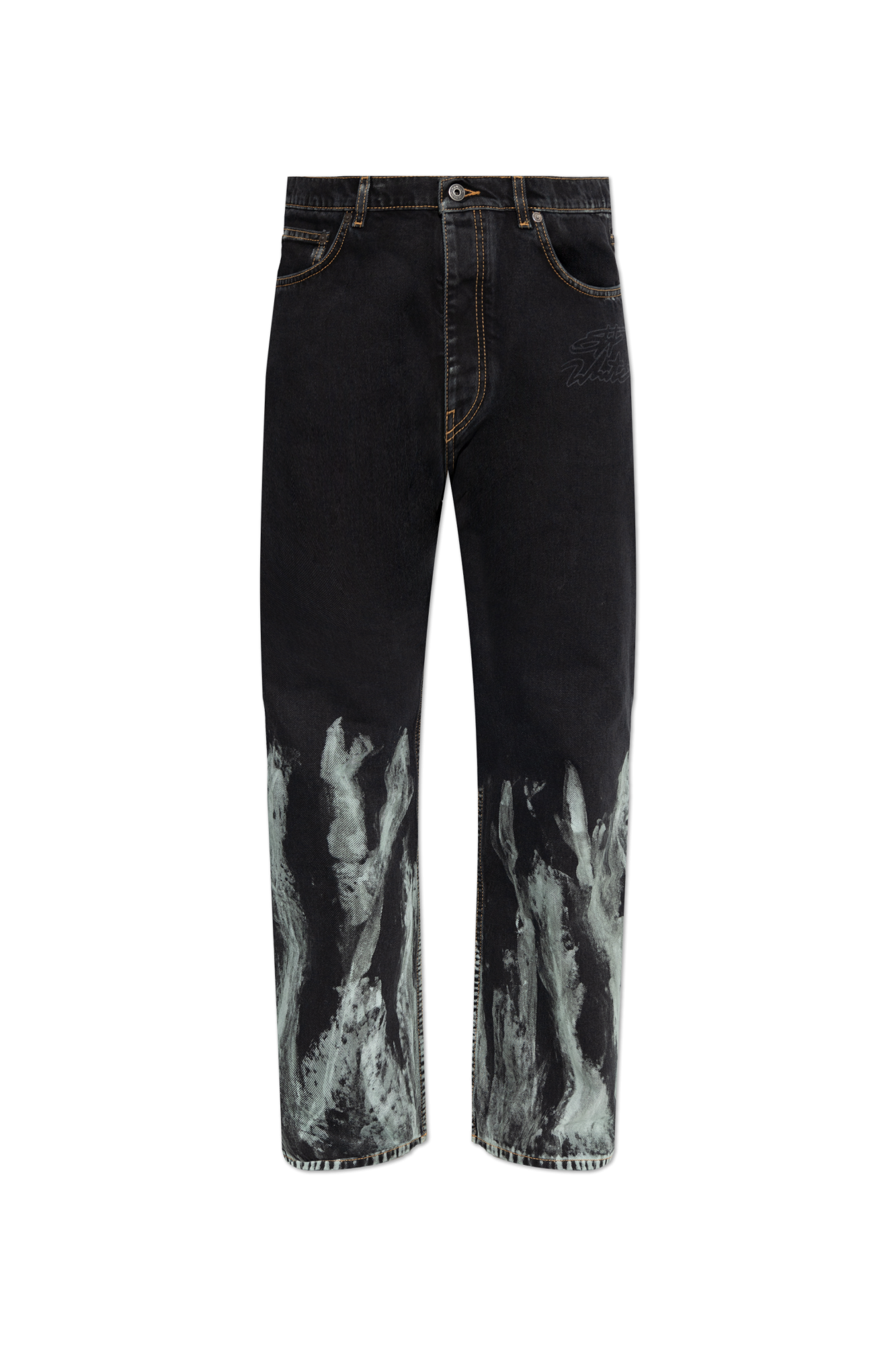 Off-White Jeansy Z Logo, Mężczyźni, Czarny