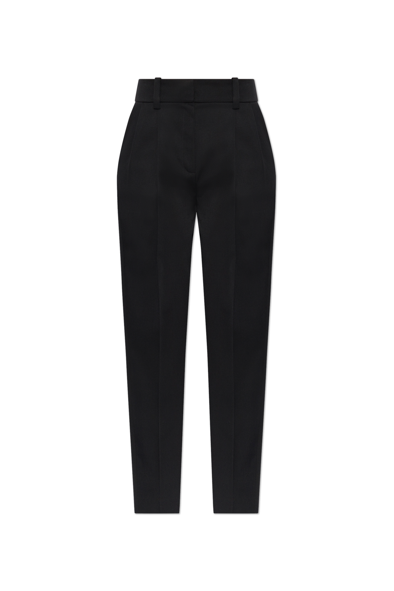 Balmain Wełniane Spodnie Z Zakładkami, Kobiety, Czarny
