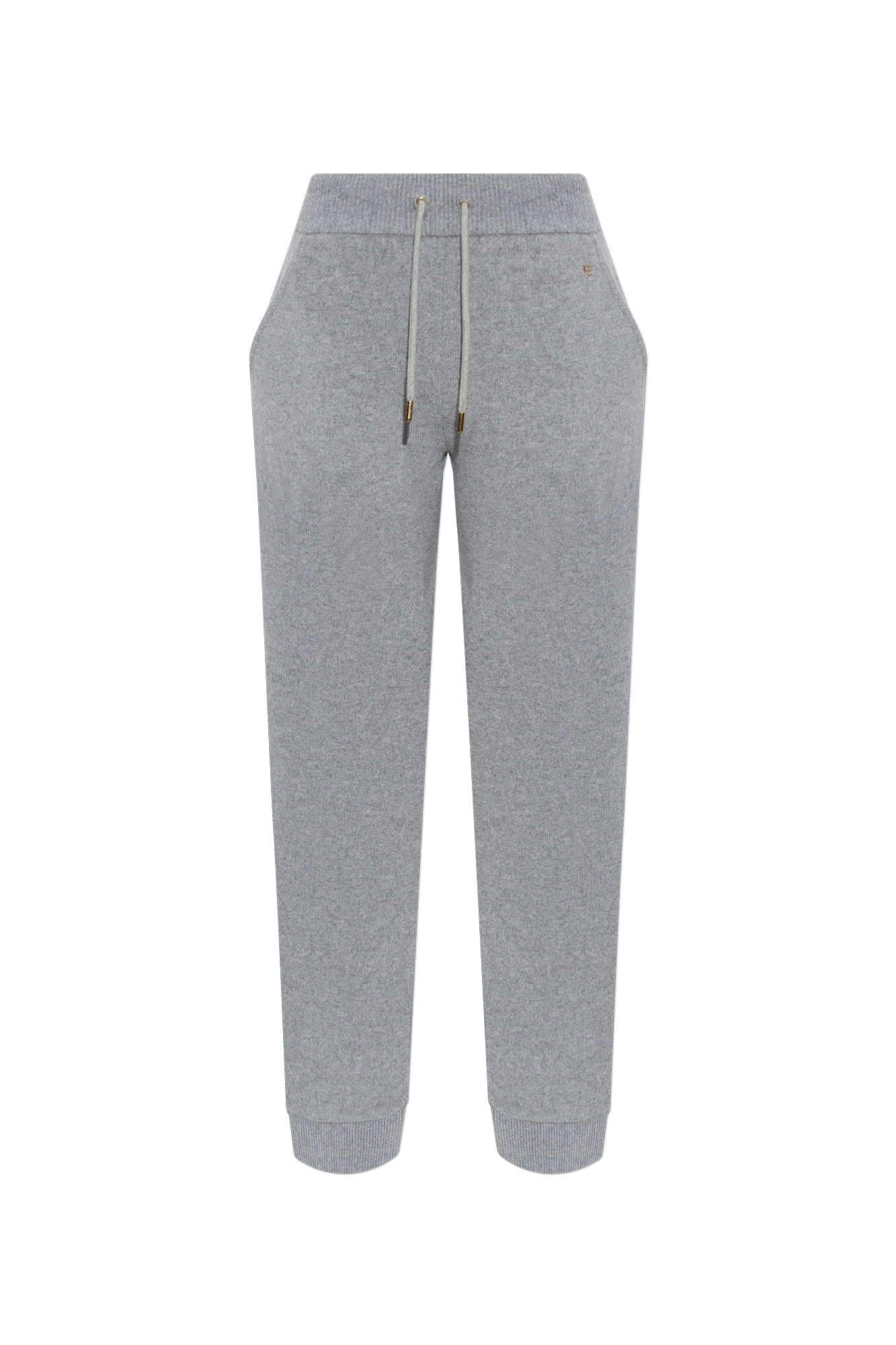 Balmain Wełniane Spodnie Z Logo, Kobiety, Szary