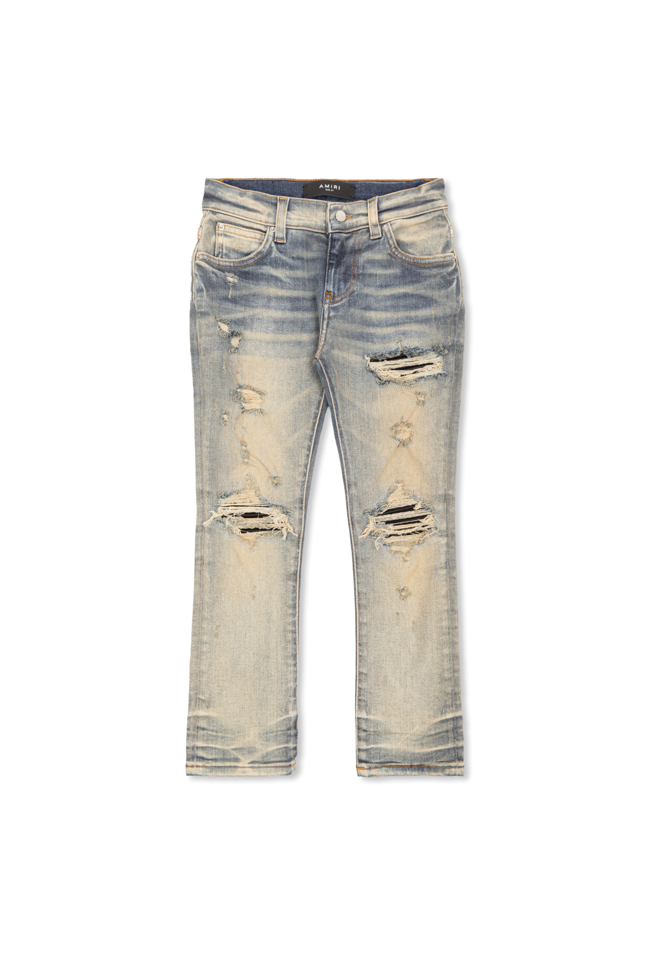 Amiri Kids Jeansy Z Efektem `vintage`, Unisex, Niebieski