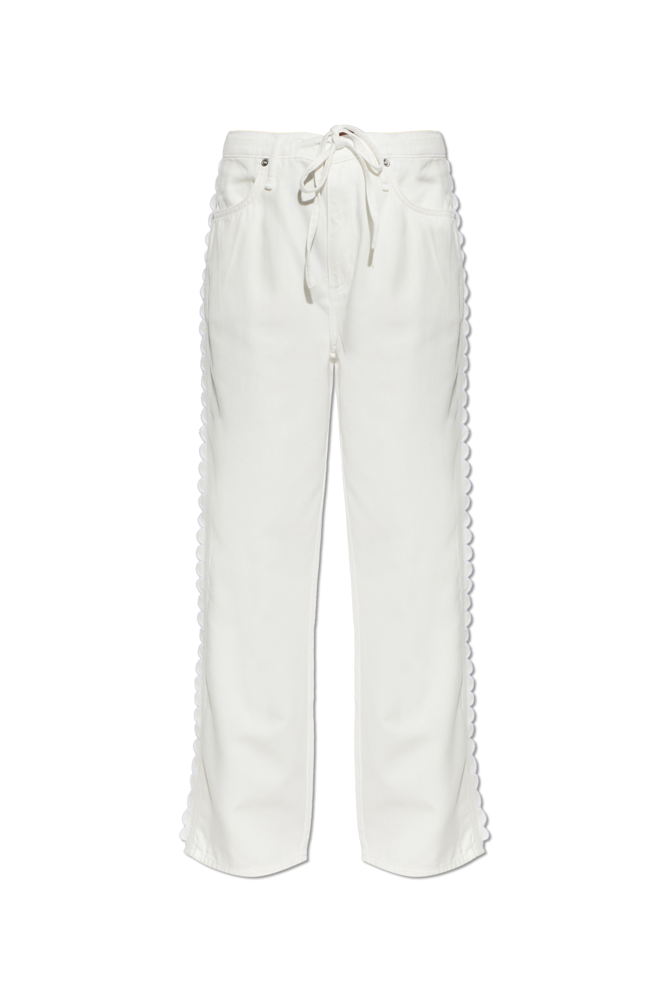 Rag & Bone Jeansy Z Dekoracyjnie Wykończonymi Nogawkami, Kobiety, Kremowy