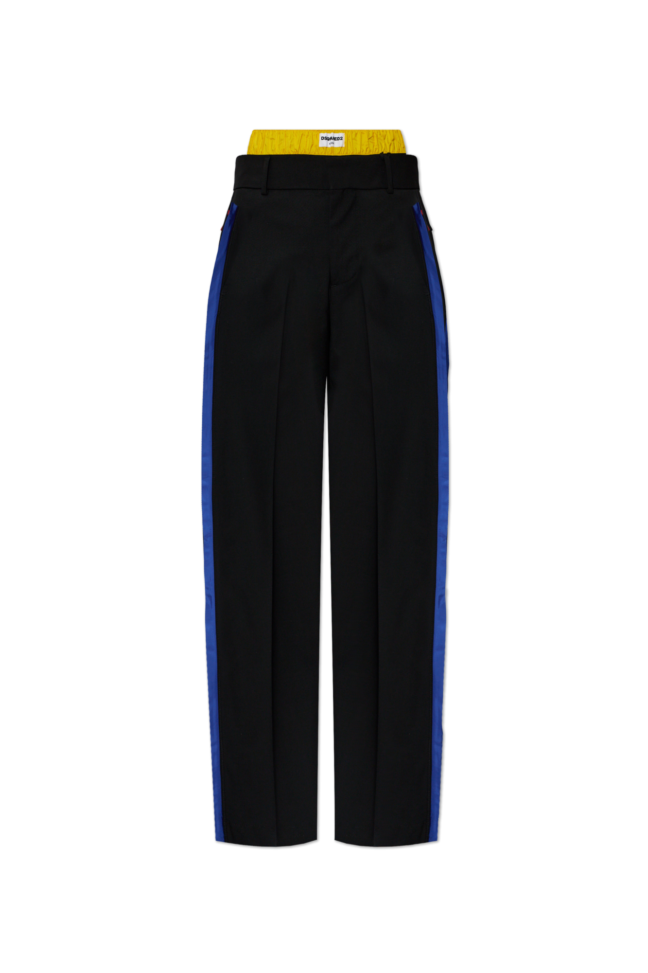 Dsquared2 Wełniane Spodnie W Kant, Kobiety, Czarny