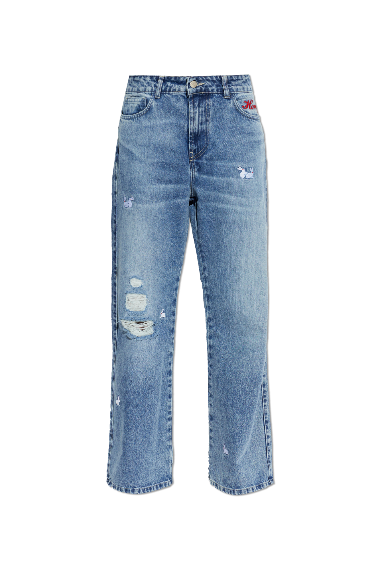 CARNE BOLLENTE Jeansy Z Efektem `vintage`, Kobiety, Niebieski