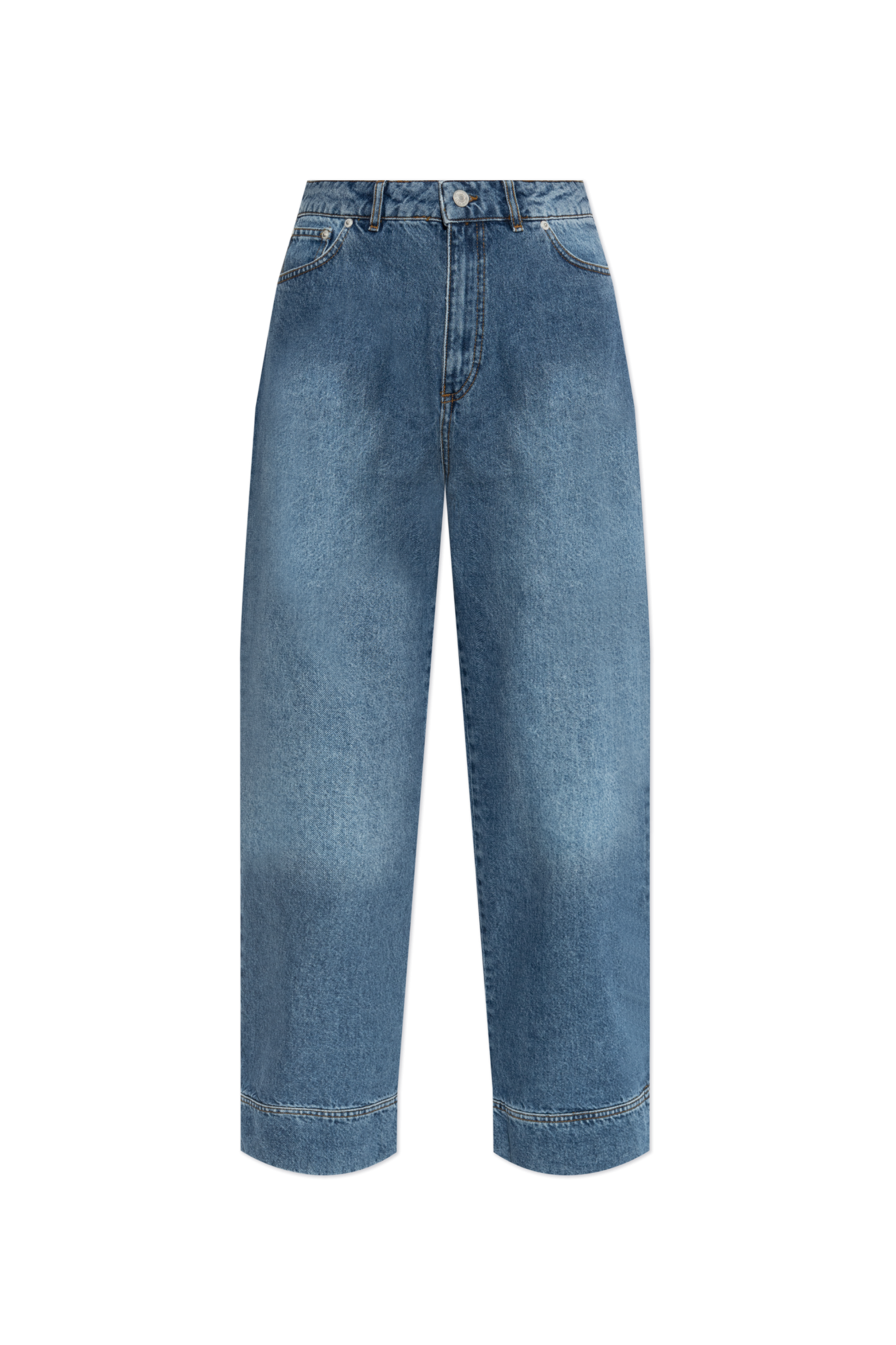 Officine Generale Jeansy Z Logo, Kobiety, Niebieski