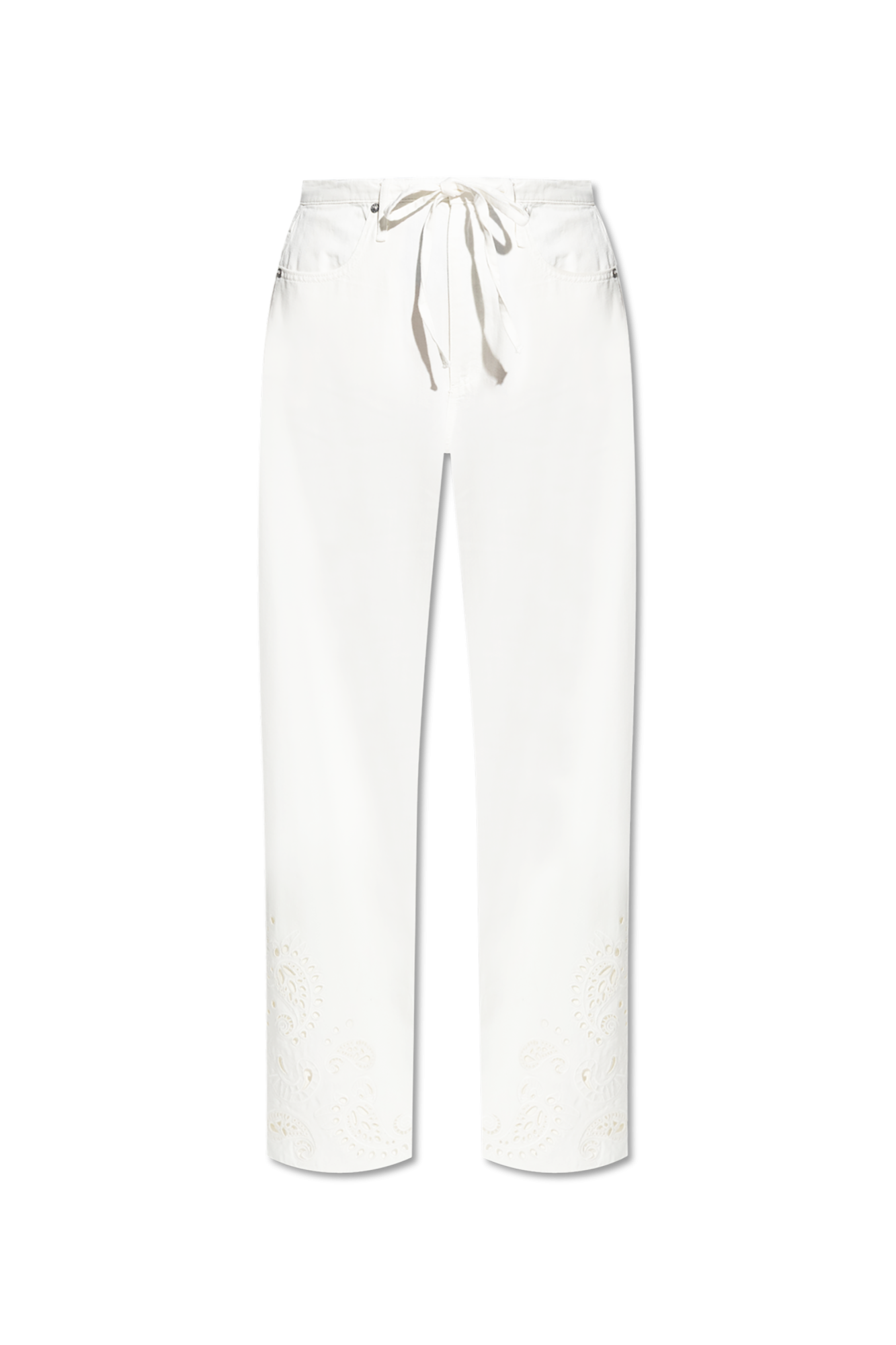 Rag & Bone Spodnie Z Ażurowym Wykończeniem, Kobiety, Biały