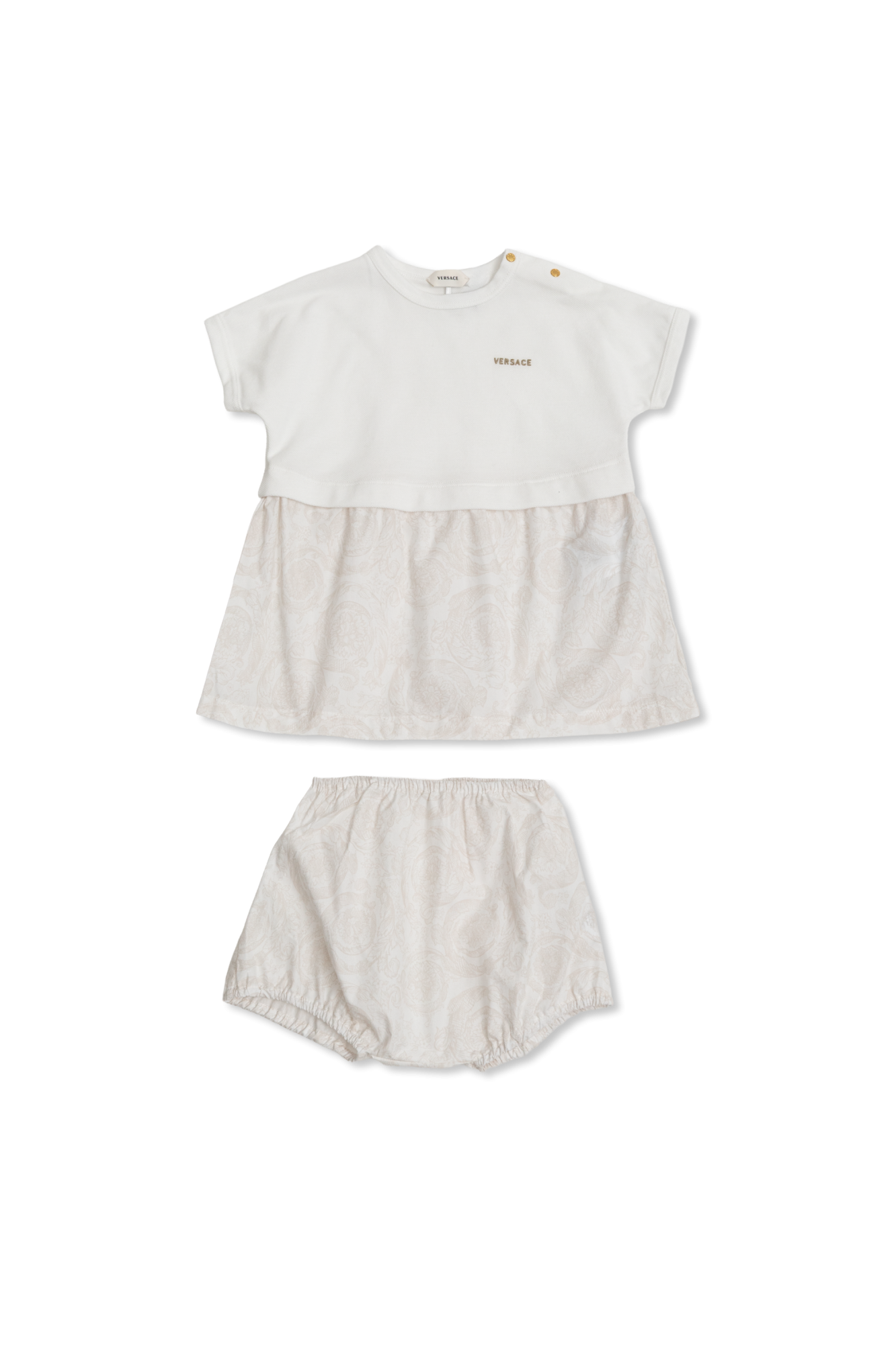 Versace Kids Sukienka Z Wyszytym Logo, Unisex, Biały