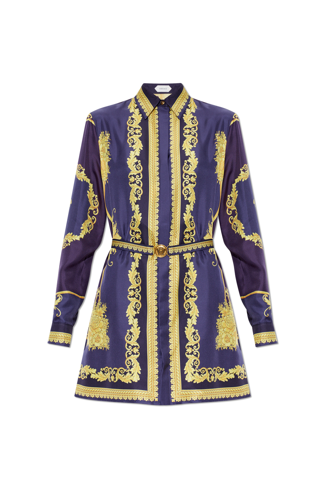 Versace Jedwabna Sukienka, Kobiety, Granatowy