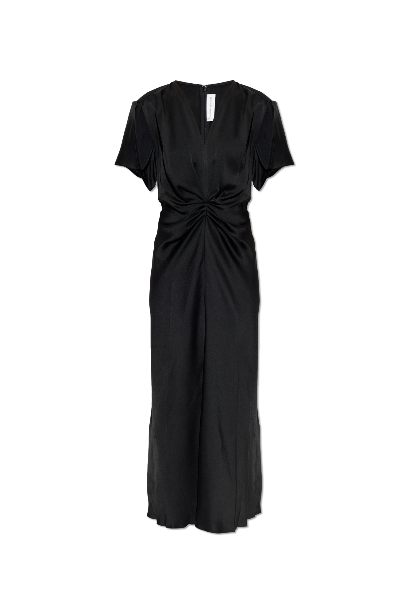 Victoria Beckham Satynowa Sukienka Z Drapowaniem, Kobiety, Czarny