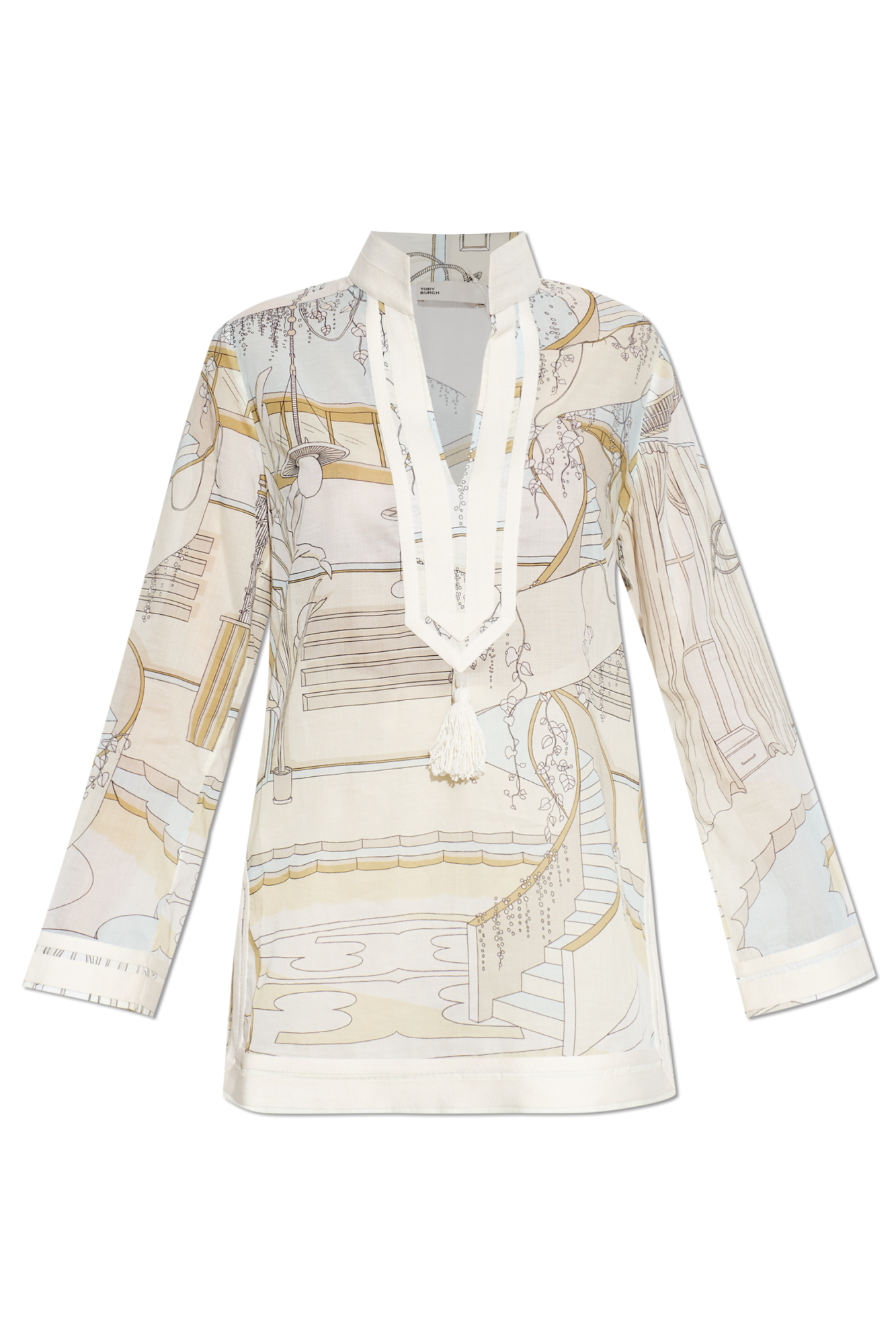 Tory Burch Wzorzysta Tunika, Kobiety, Kremowy