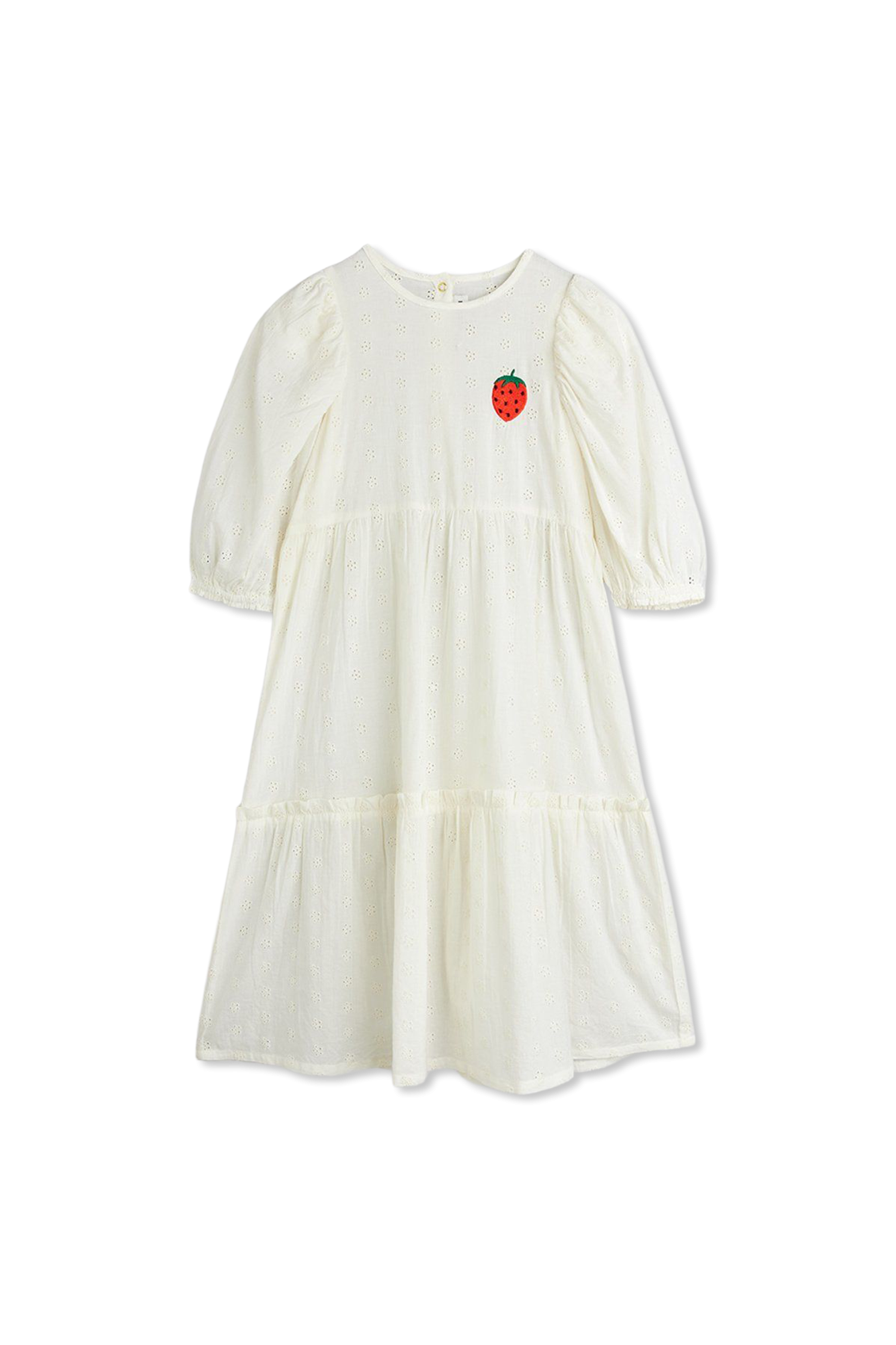 Mini Rodini Ażurowa Sukienka, Unisex, Biały