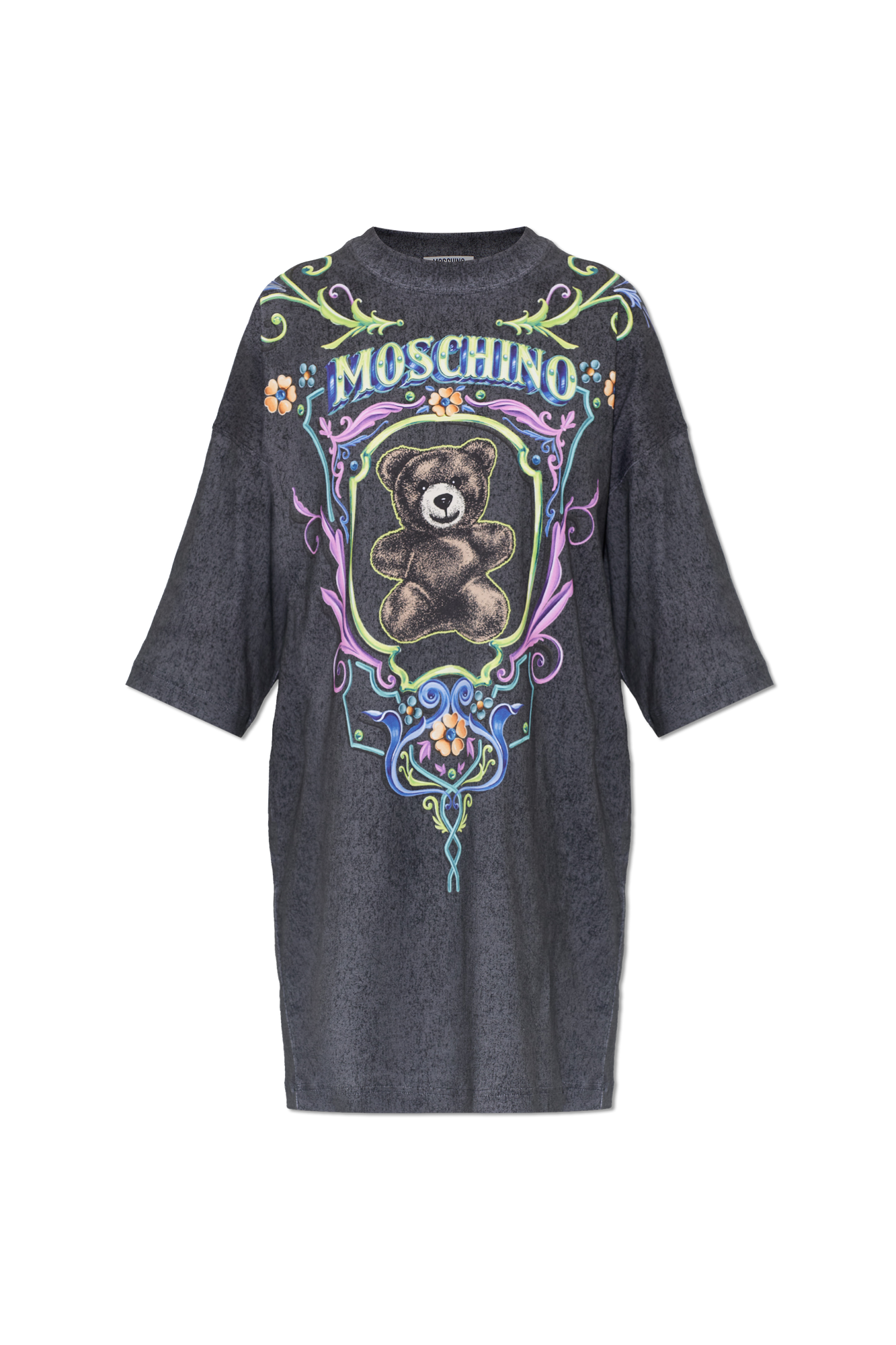 Moschino Sukienka Z Nadrukiem, Kobiety, Szary