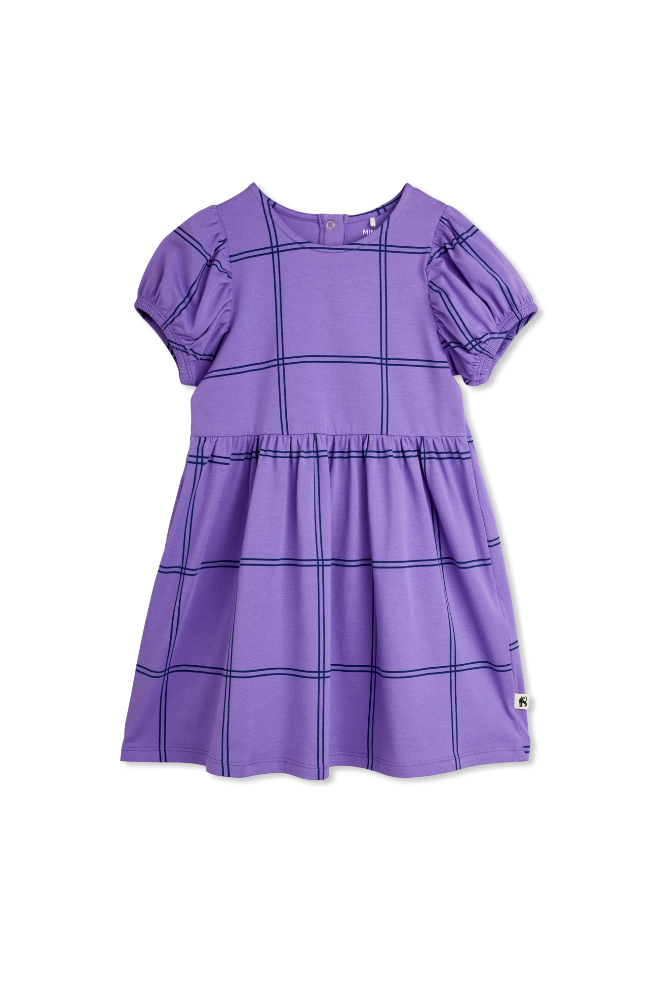 Mini Rodini Bawełniana Sukienka Z Okrągłym Dekoltem, Unisex, Fioletowy