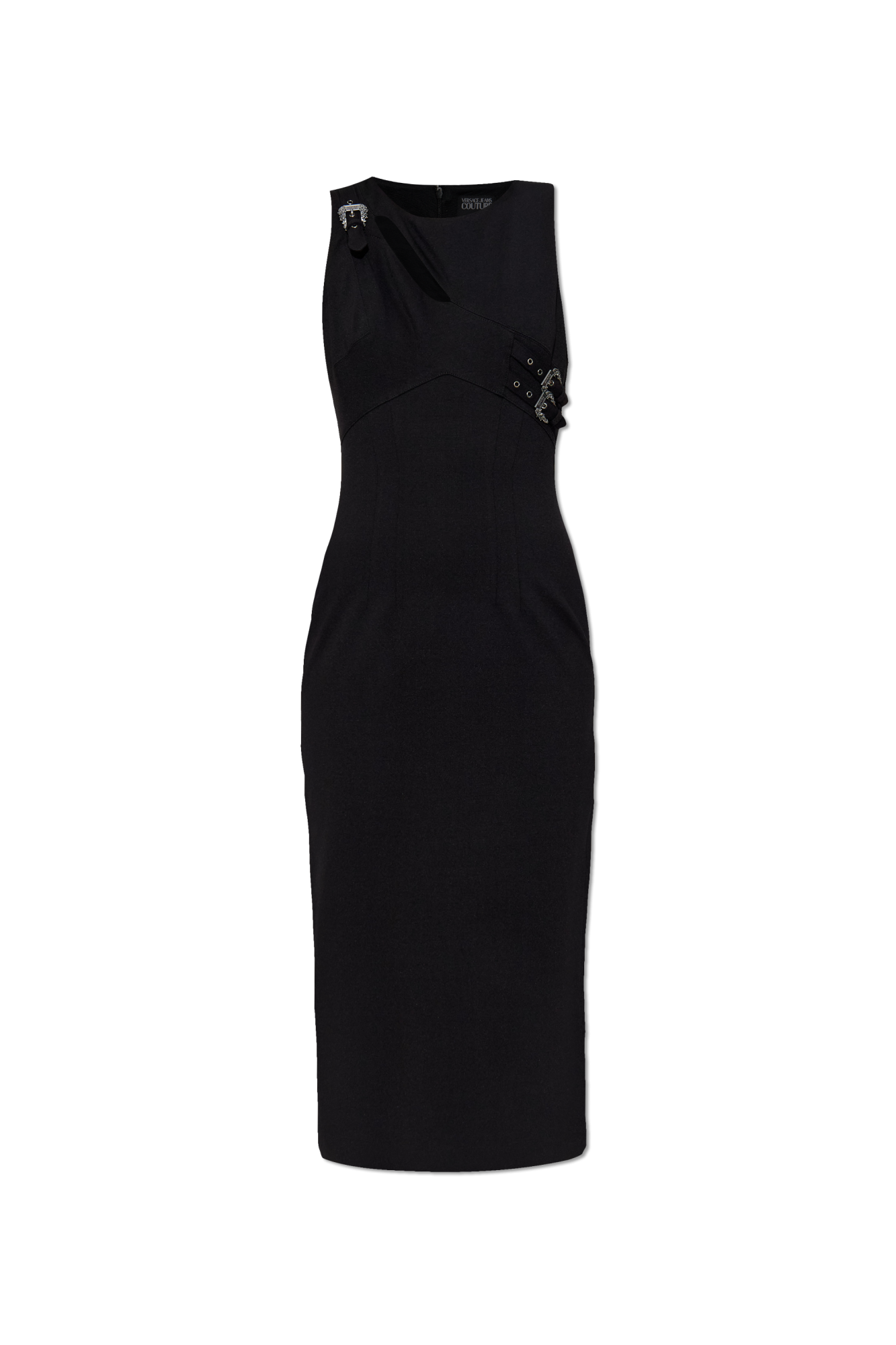 Versace Jeans Couture Sukienka Z Dekoracyjna Aplikacją I Rozcięciem, Kobiety, Czarny