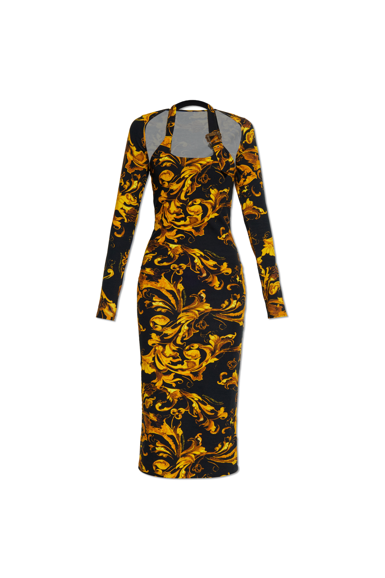 Versace Jeans Couture Sukienka Z Nadrukiem `barocco`, Kobiety, żółty