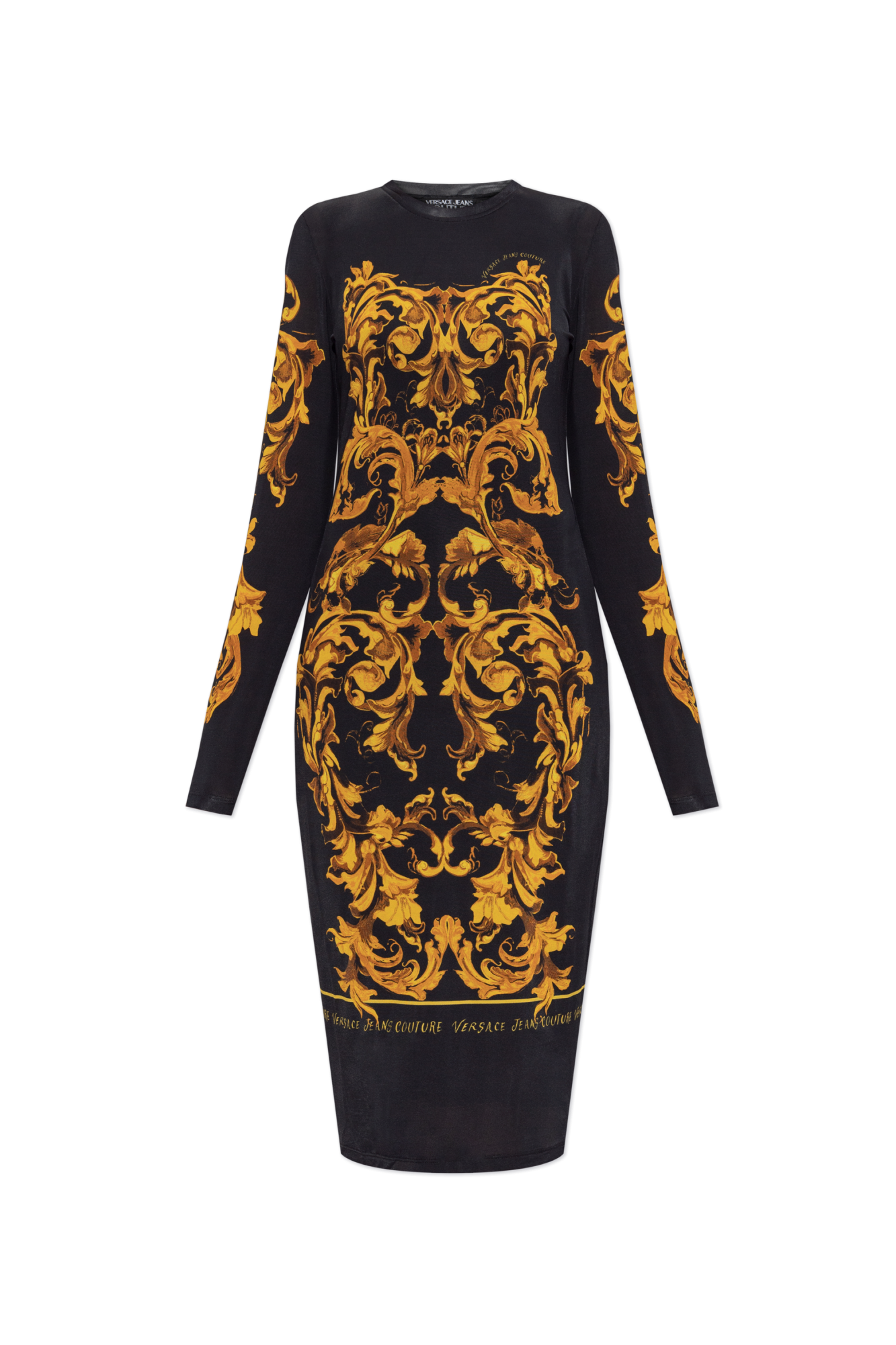 Versace Jeans Couture Sukienka Z Nadrukiem `barocco`, Kobiety, Czarny