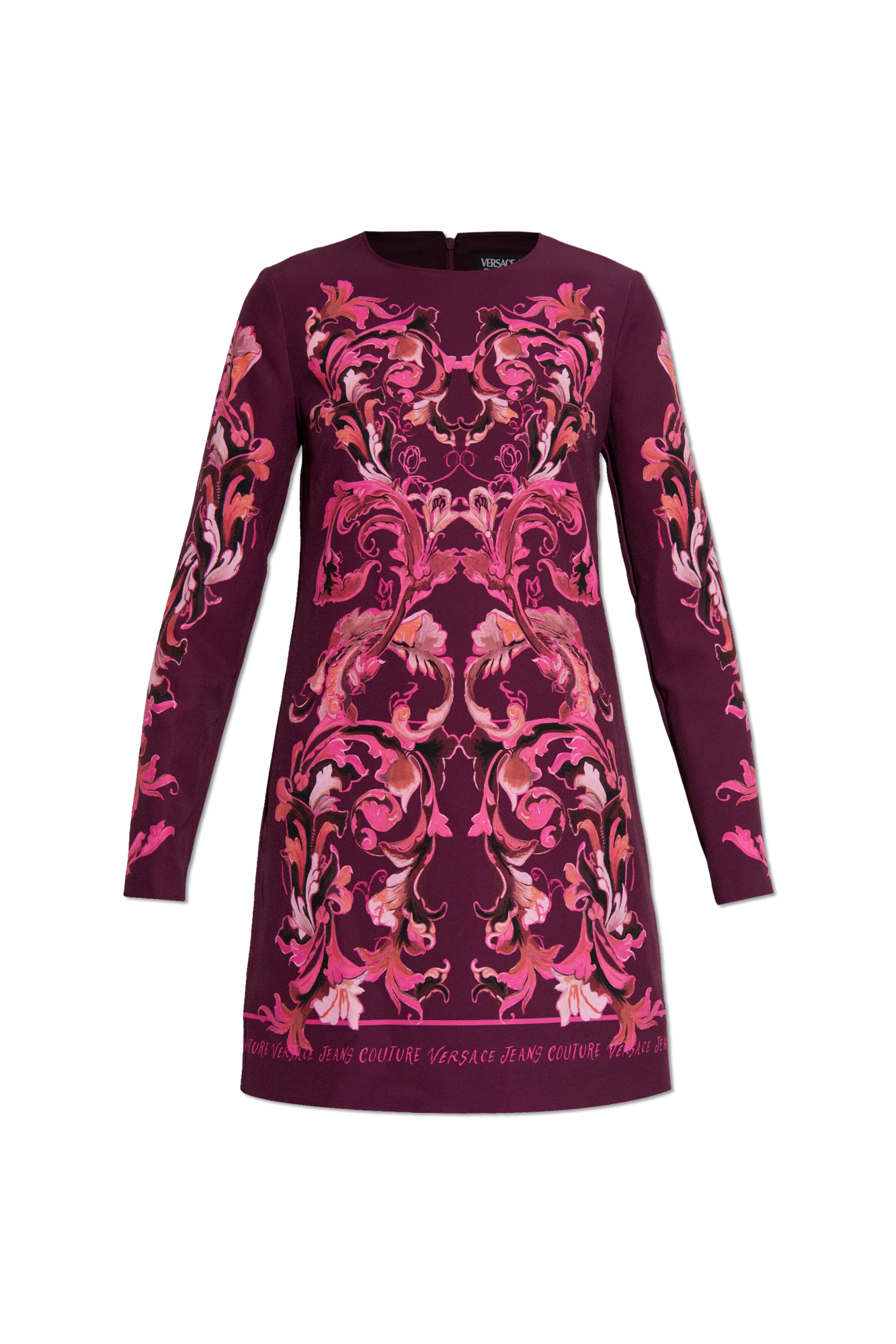 Versace Jeans Couture Sukienka Z Nadrukiem `barocco`, Kobiety, Bordo