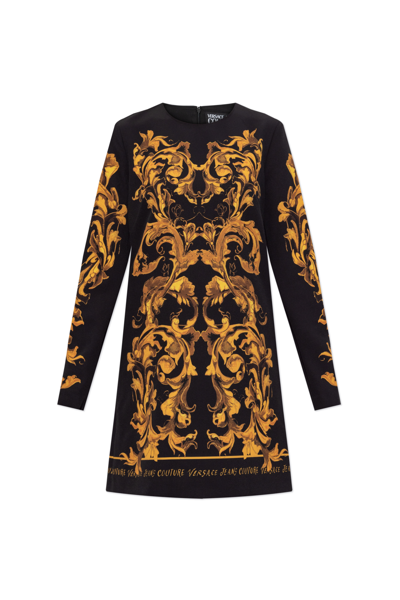 Versace Jeans Couture Sukienka Z Nadrukiem `barocco`, Kobiety, Czarny