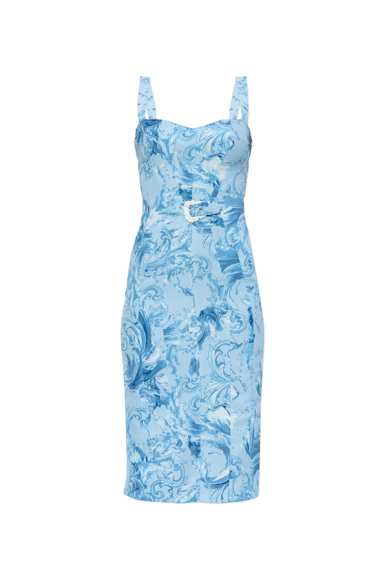 Versace Jeans Couture Sukienka Na Ramiączkach Ze Wzorem `barocco`, Kobiety, Niebieski