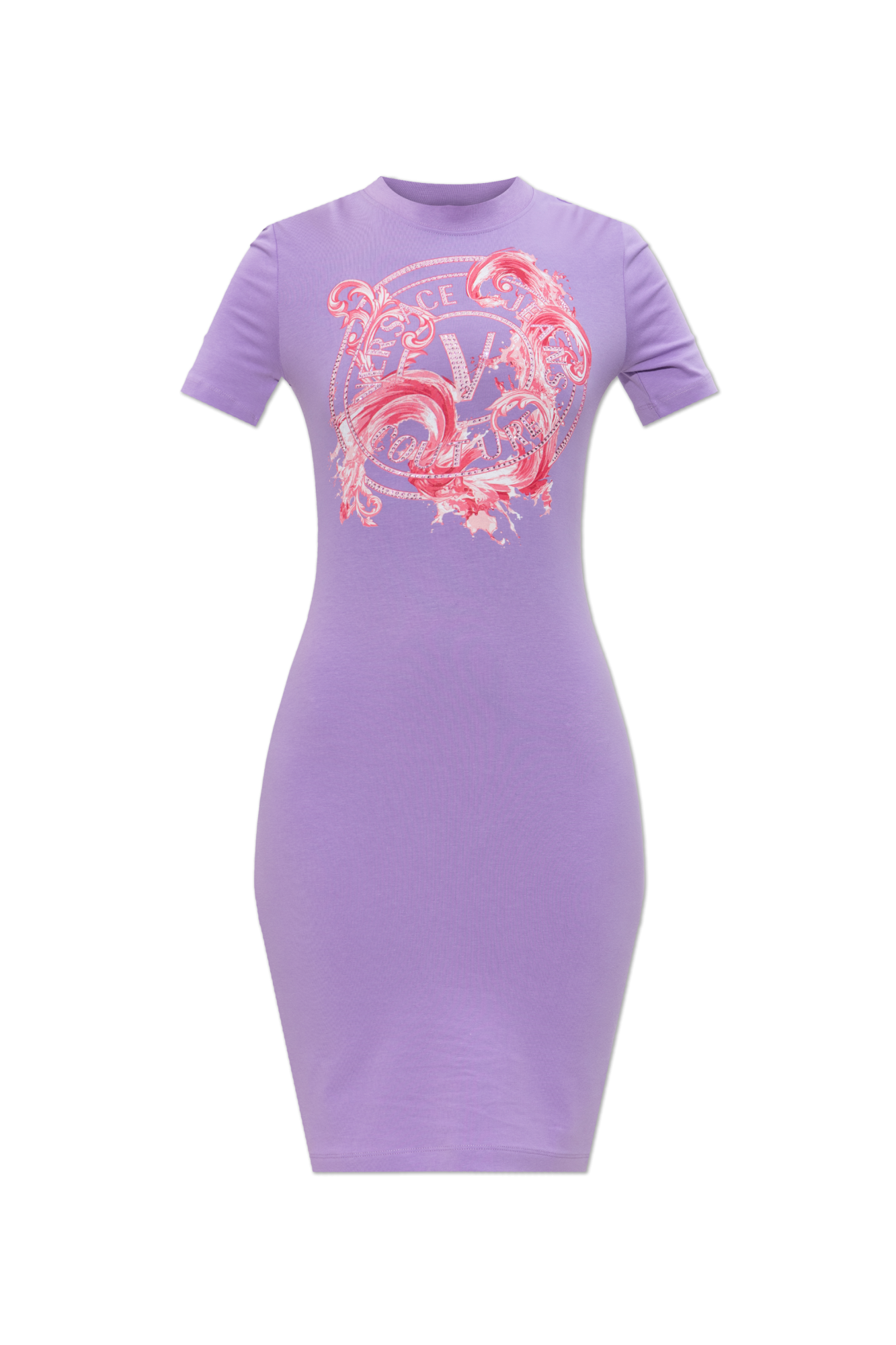 Versace Jeans Couture Sukienka Z Nadrukiem I Połyskującymi Cekinami, Kobiety, Fioletowy