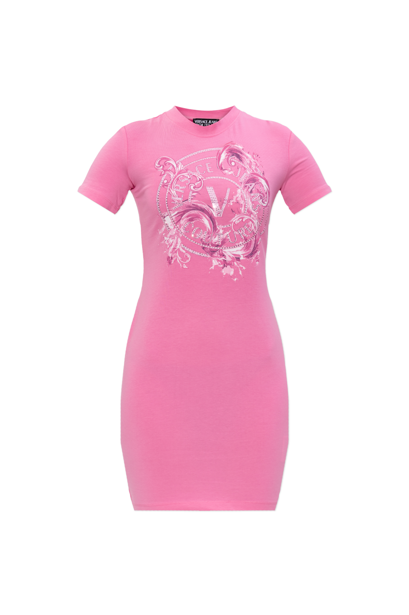 Versace Jeans Couture Sukienka Z Nadrukiem I Połyskującymi Cekinami, Kobiety, Różowy