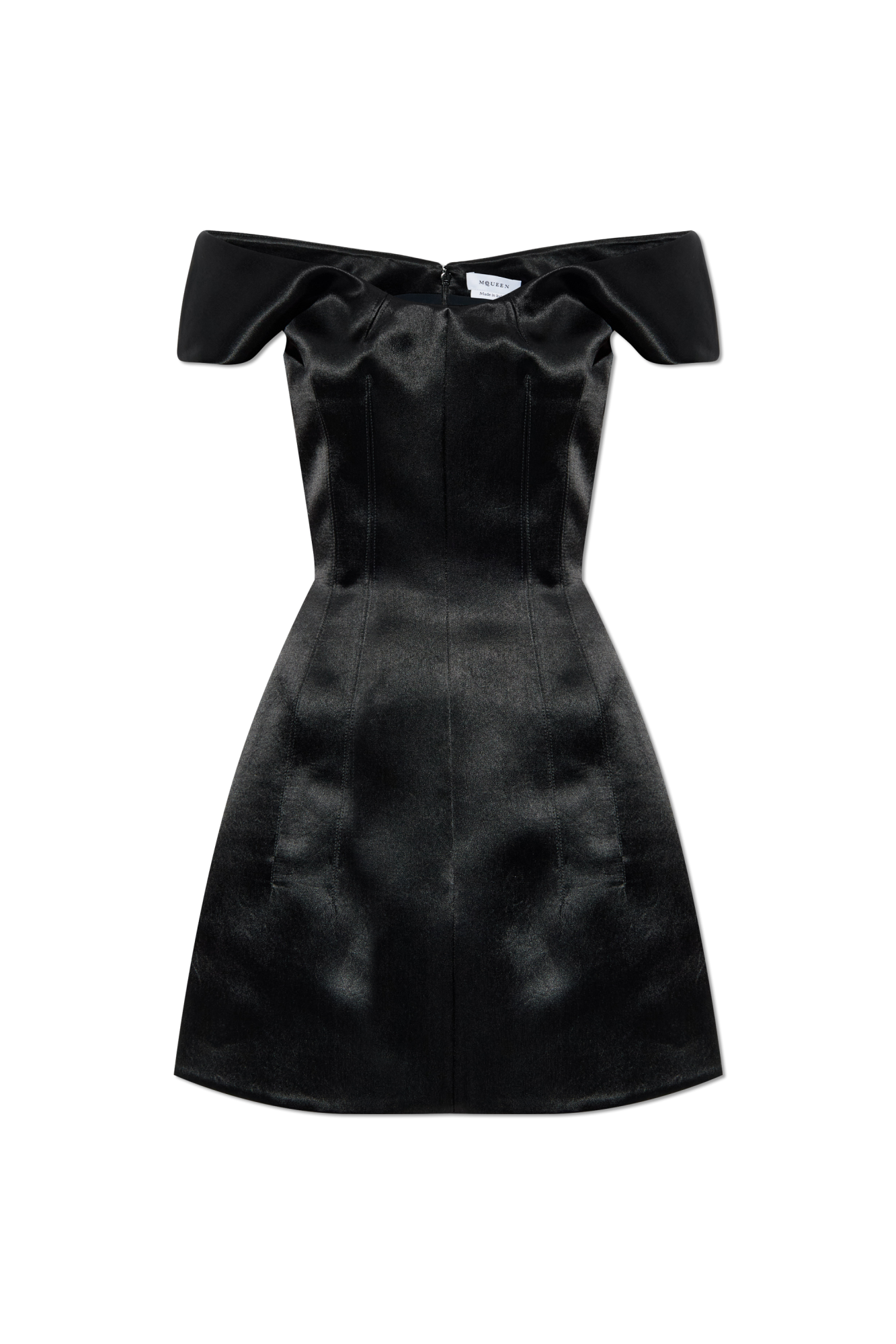 Alexander McQueen Krótka Satynowa Sukienka, Kobiety, Czarny
