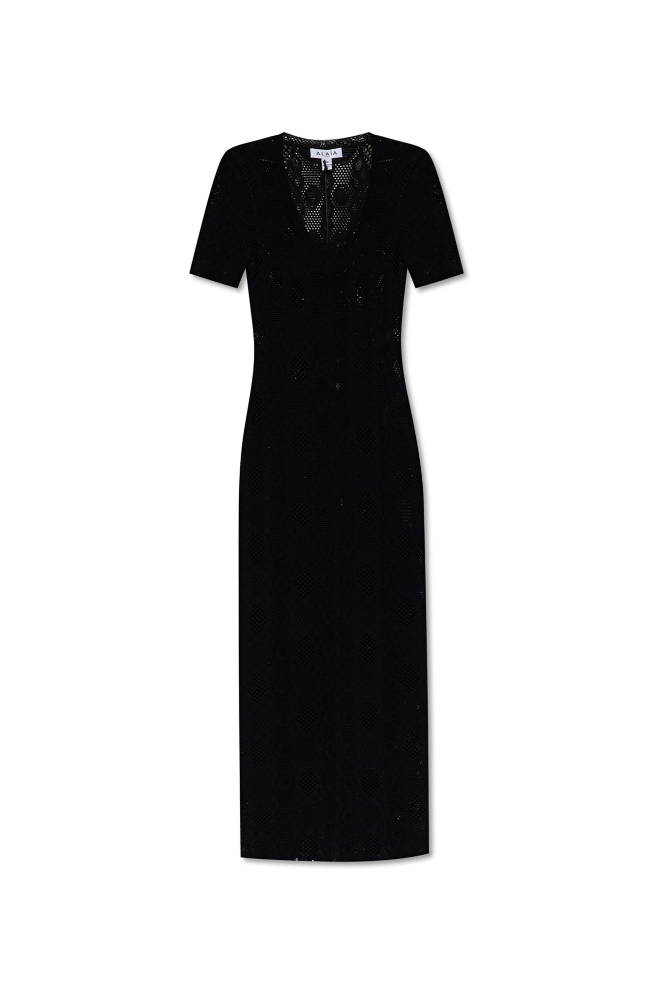 Alaïa Sukienka Z Krótkimi Rękawami, Kobiety, Czarny