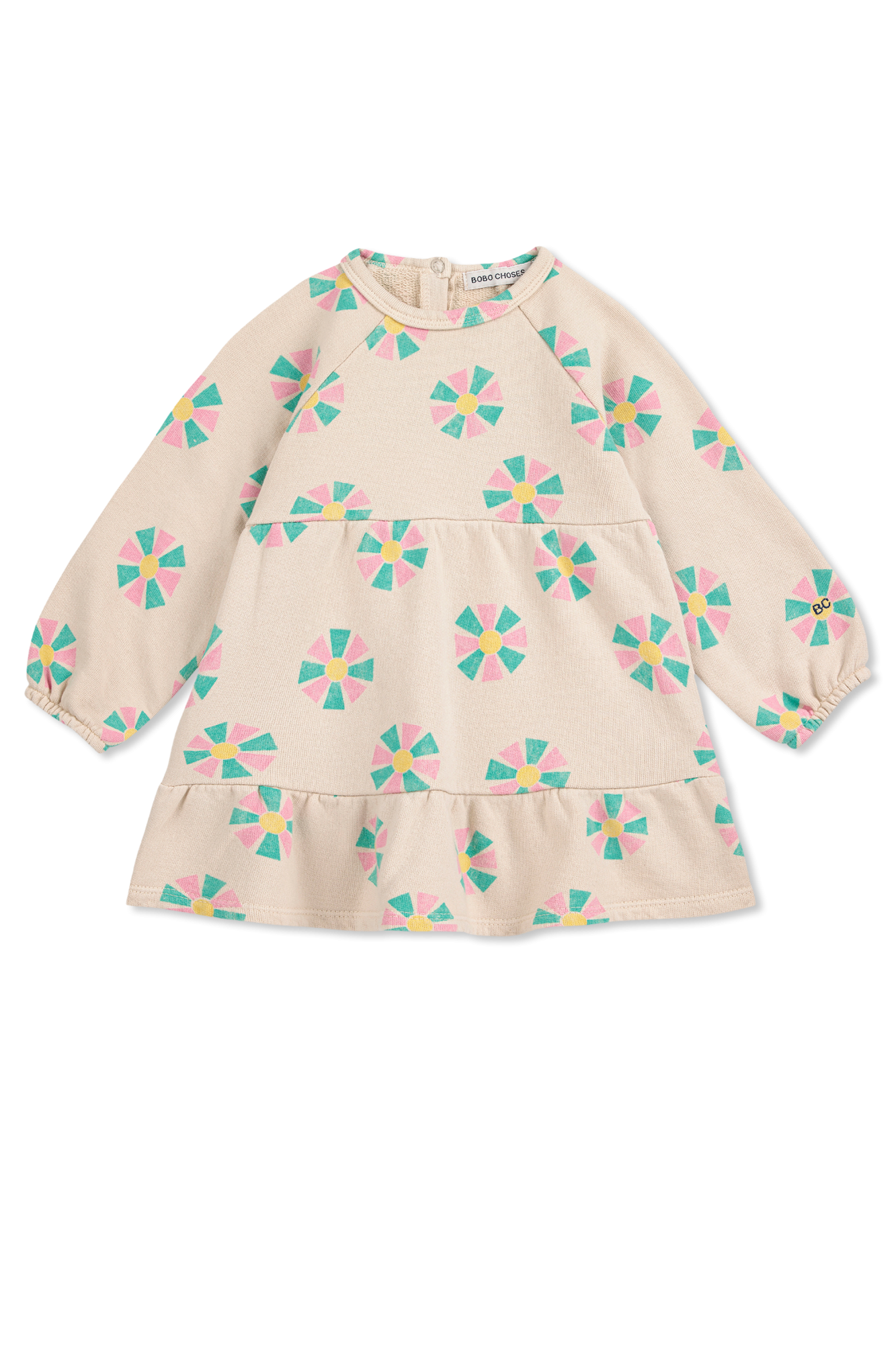 Bobo Choses Bawełniana Sukienka Z Kolorowym Nadrukiem, Unisex, Kremowy