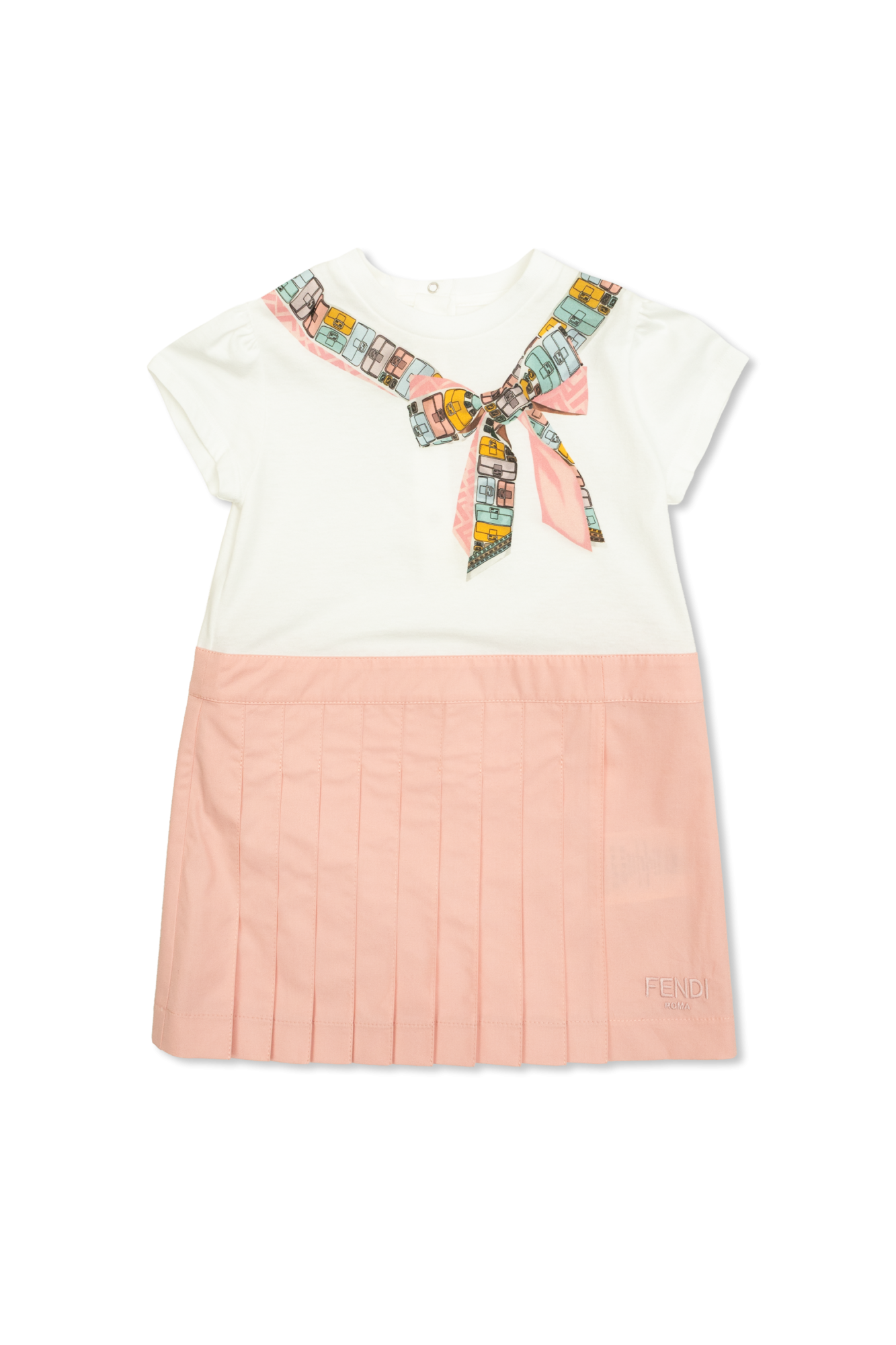Fendi Kids Sukienka Z Logo, Unisex, Biały