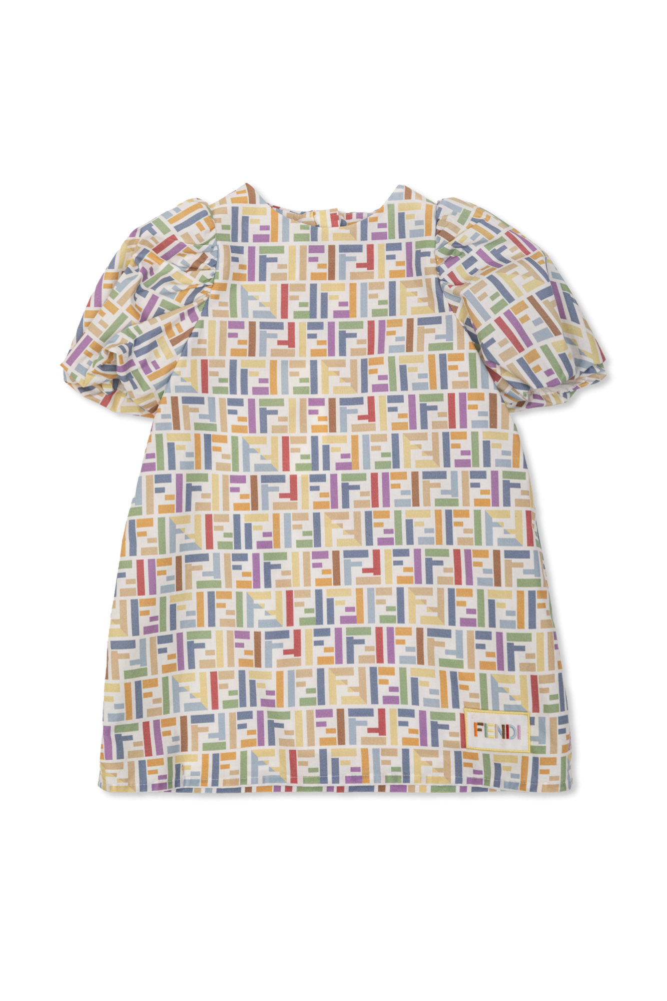 Fendi Kids Bawełniana Sukienka Z Monogramem, Unisex, Multikolor