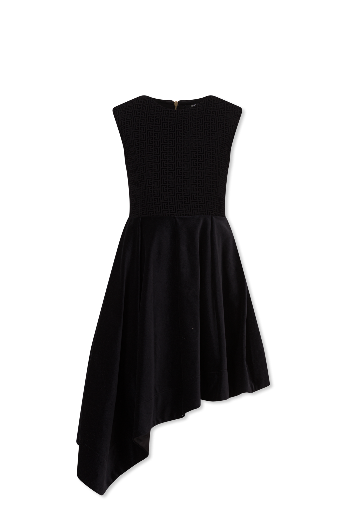 Balmain Kids Aksamitna Sukienka O Asymetrycznym Kroju, Unisex, Czarny