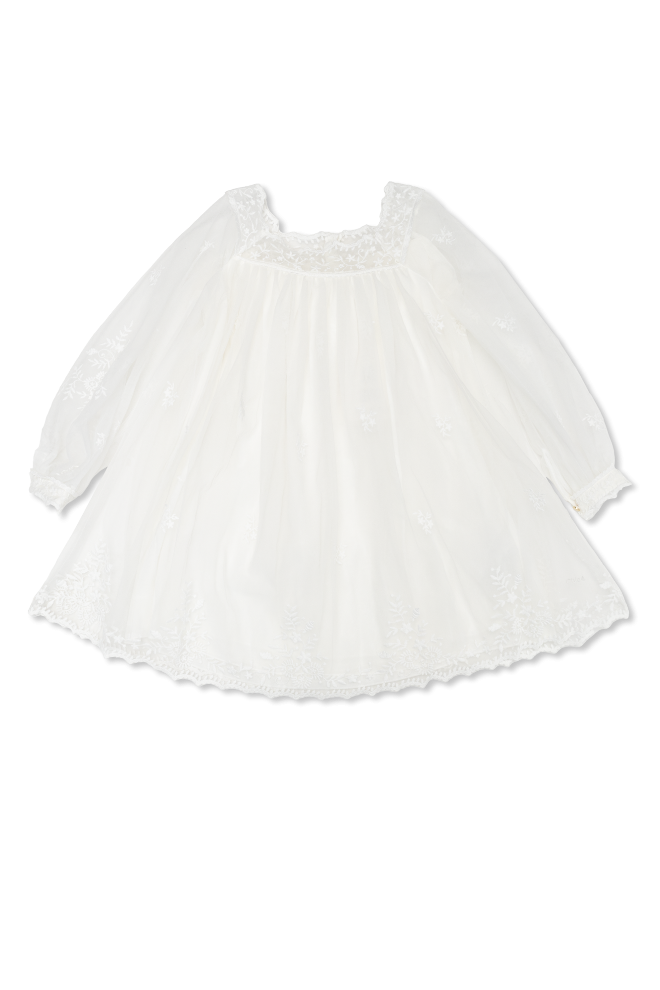 Chloé Kids Tiulowa Sukienka Z Haftem, Unisex, Biały