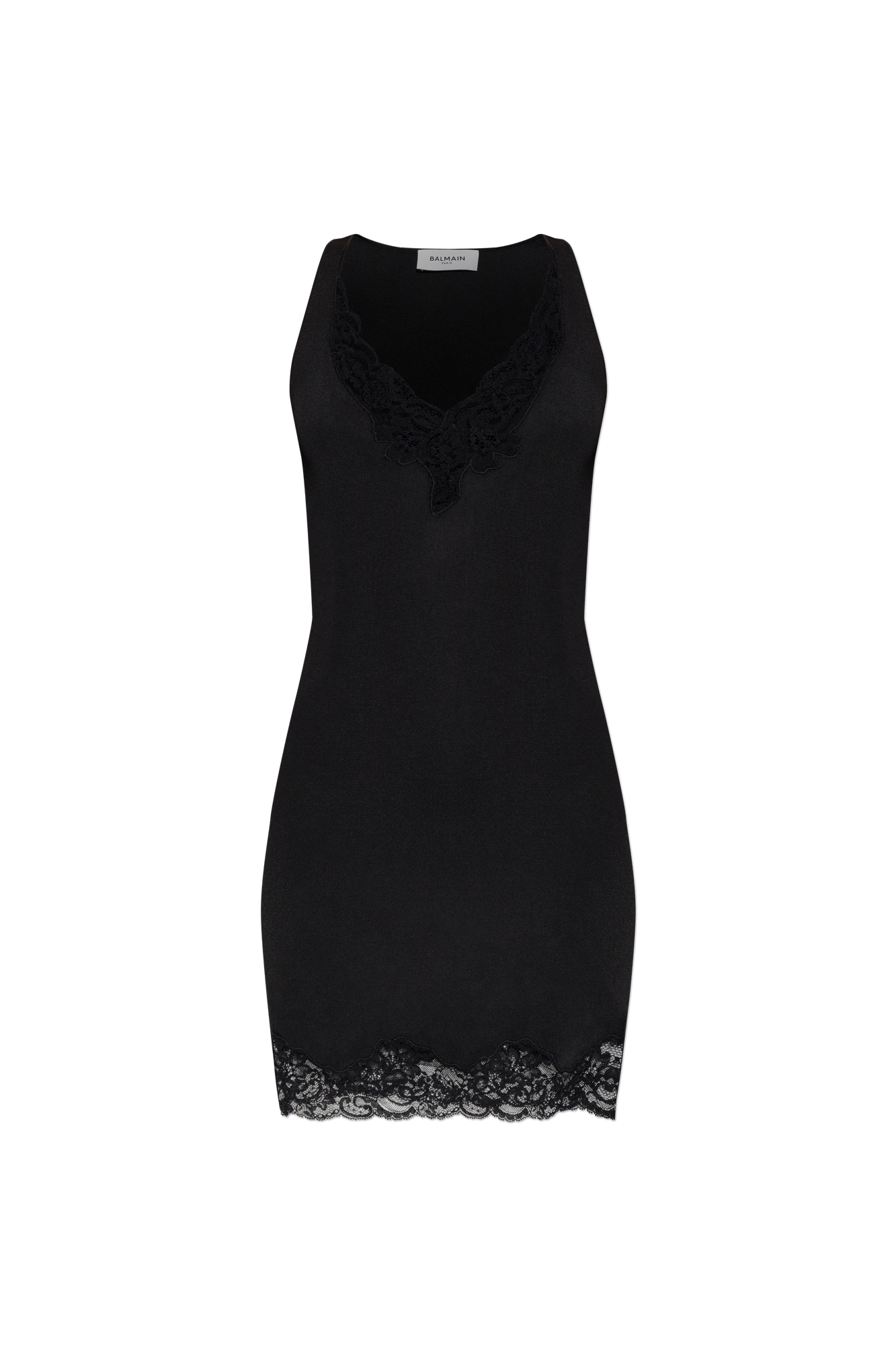 Balmain Sukienka Z Koronkowym Wykończeniem, Kobiety, Czarny