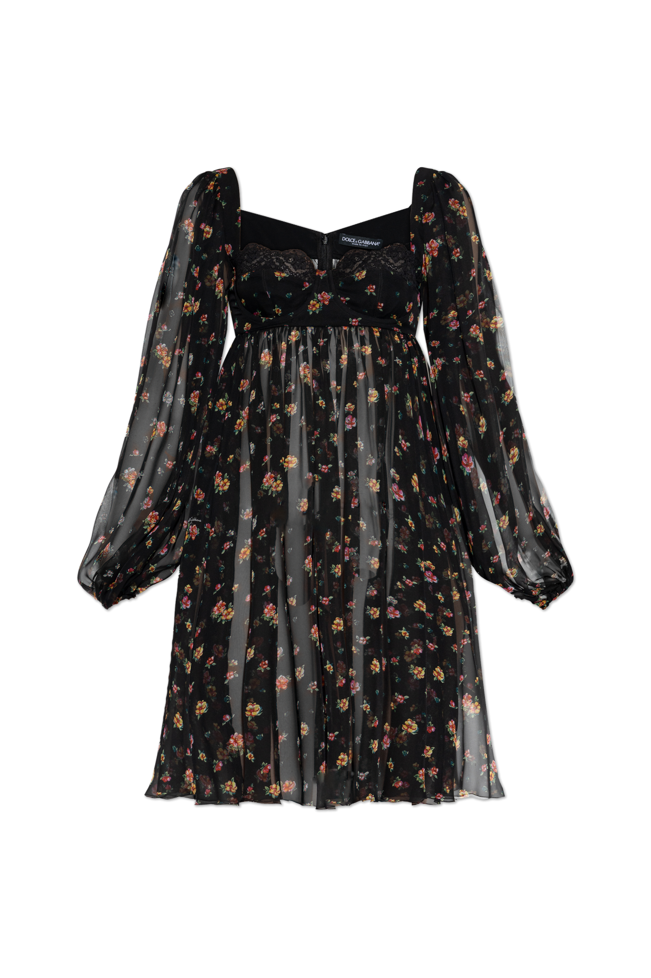 Dolce & Gabbana Jedwabna Sukienka Z Motywem Kwiatowym, Kobiety, Czarny