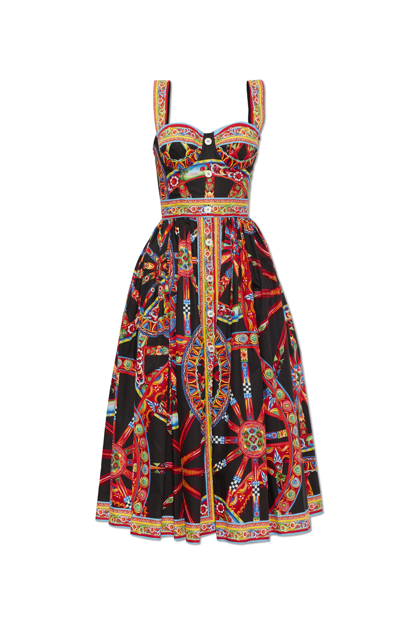 Dolce & Gabbana Sukienka Z Nadrukiem `Carretto`, Kobiety, Multikolor