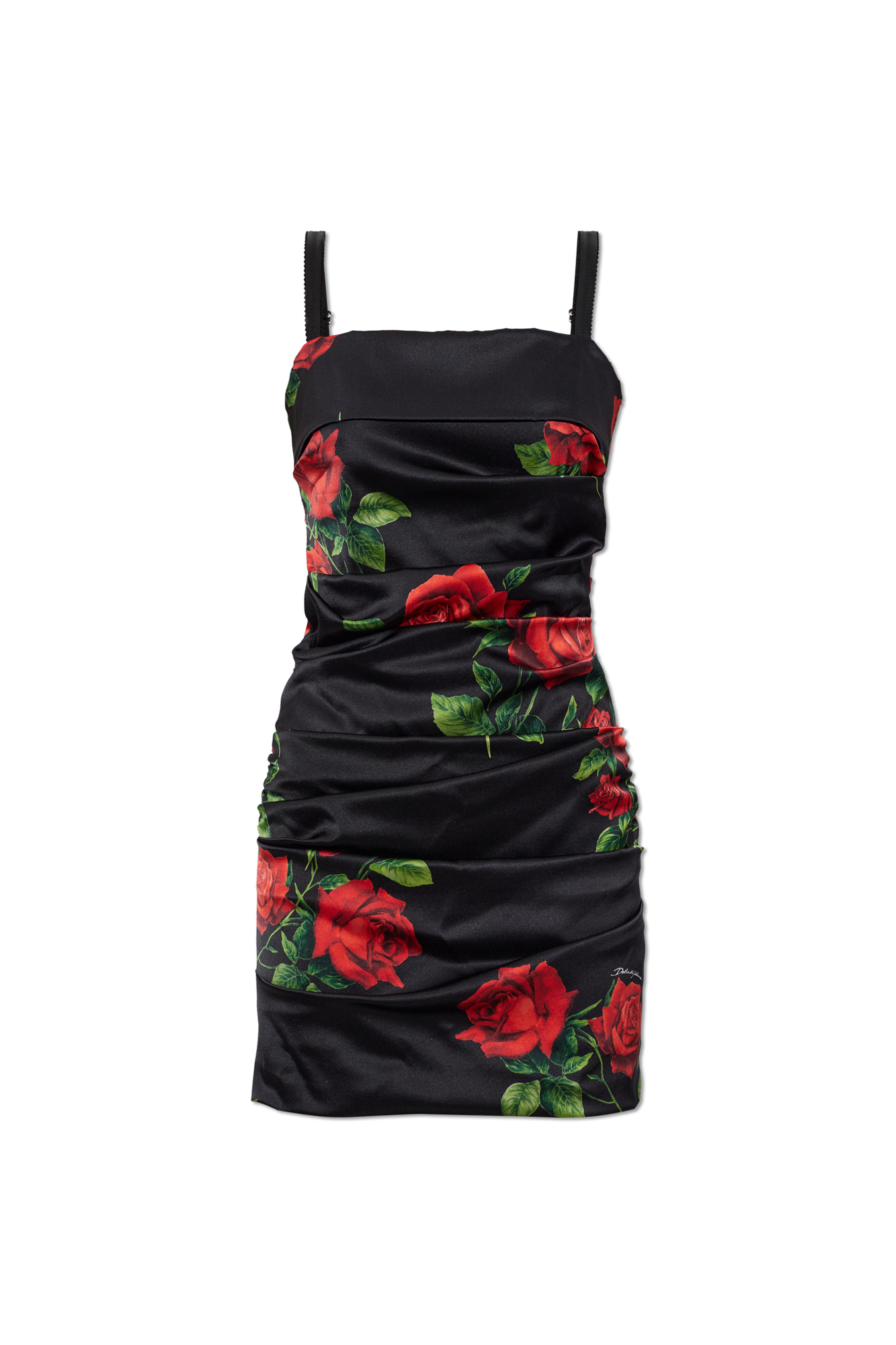 Dolce & Gabbana Jedwabna Sukienka Z Motywem Kwiatowym, Kobiety, Czarny