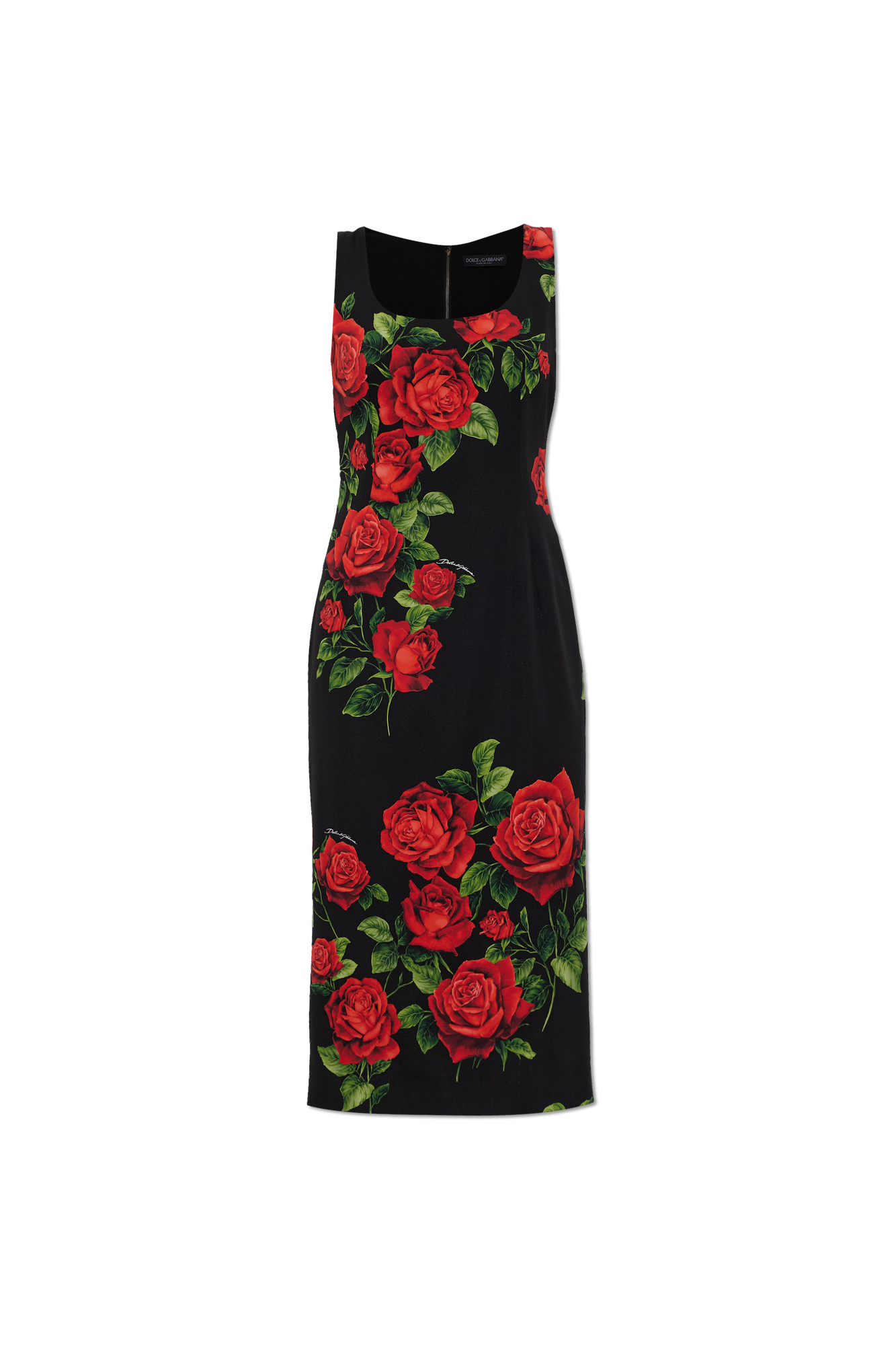 Dolce & Gabbana Jedwabna Sukienka Z Motywem Kwiatowym, Kobiety, Czarny