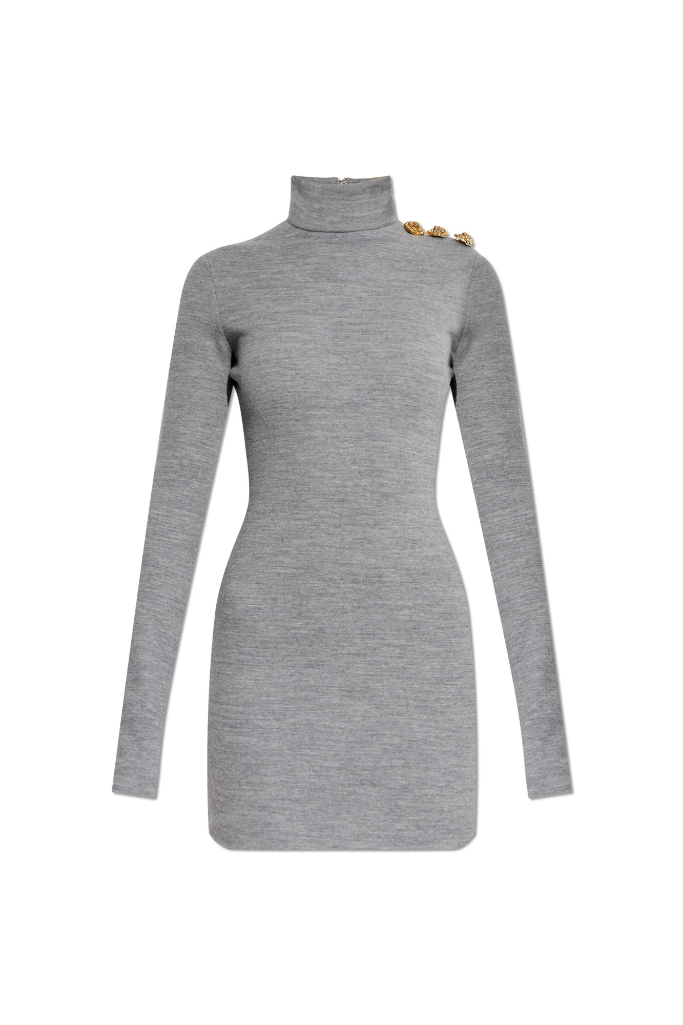 Balmain Sukienka Ze Stójką, Kobiety, Szary