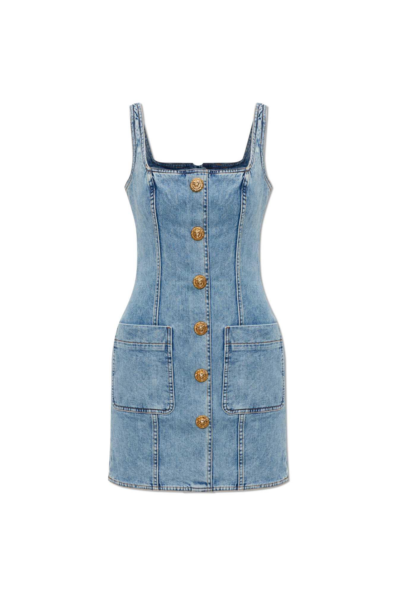 Balmain Jeansowa Sukienka, Kobiety, Niebieski