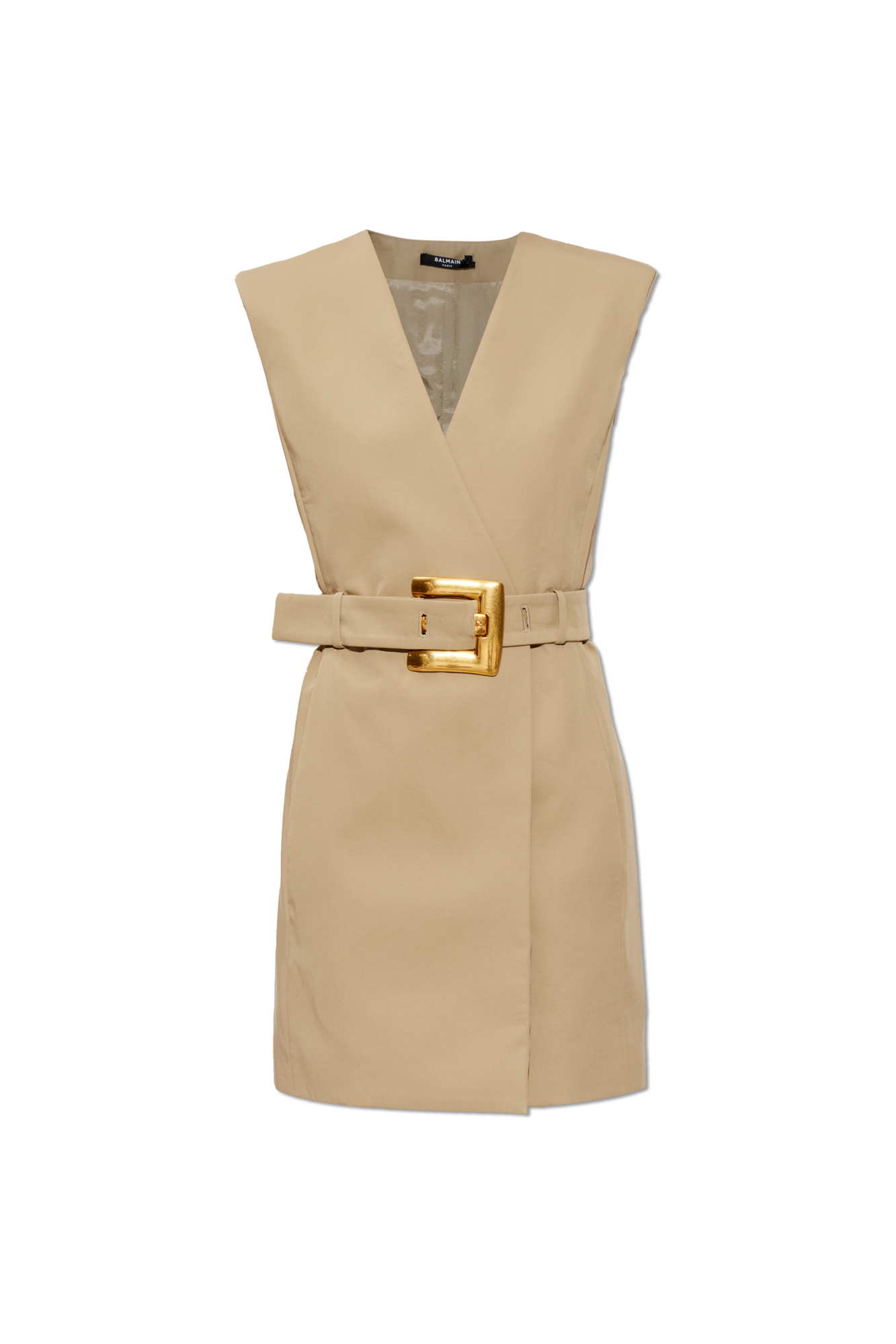 Balmain Sukienka Z Paskiem W Talii, Kobiety, Beżowy