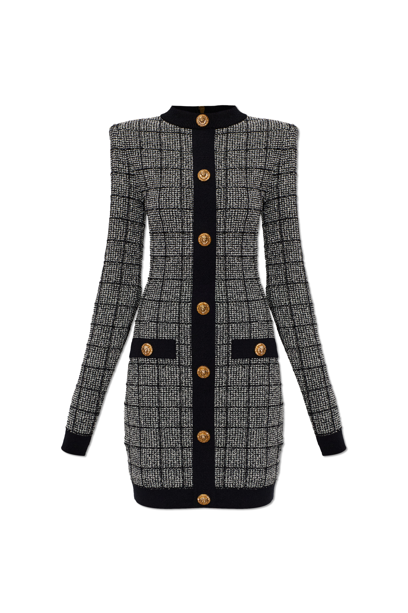 Balmain Tweedowa Sukienka Z Lureksową Nicią, Kobiety, Czarny