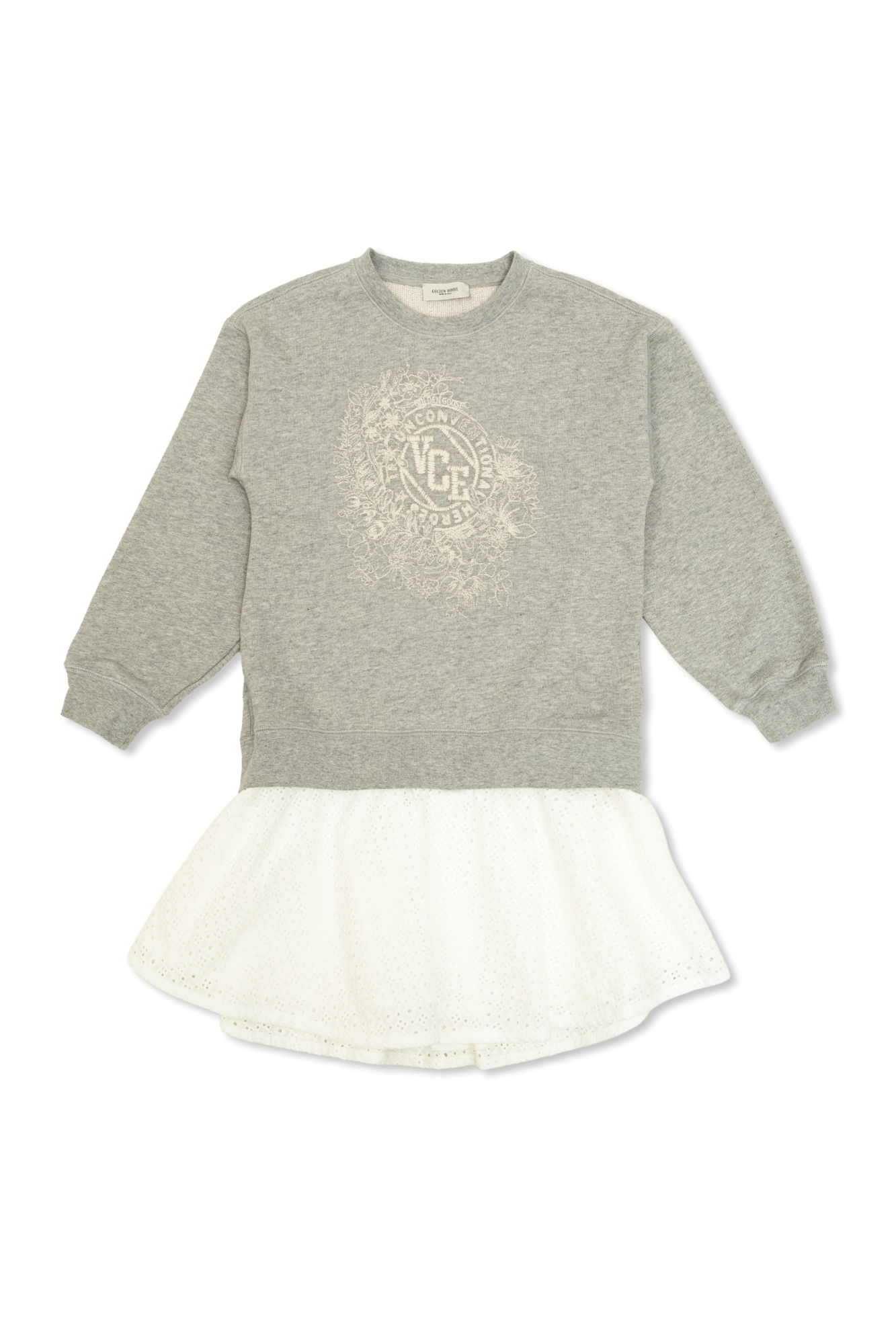 Golden Goose Kids Sukienka Z Wyszywanym Logo, Unisex, Szary