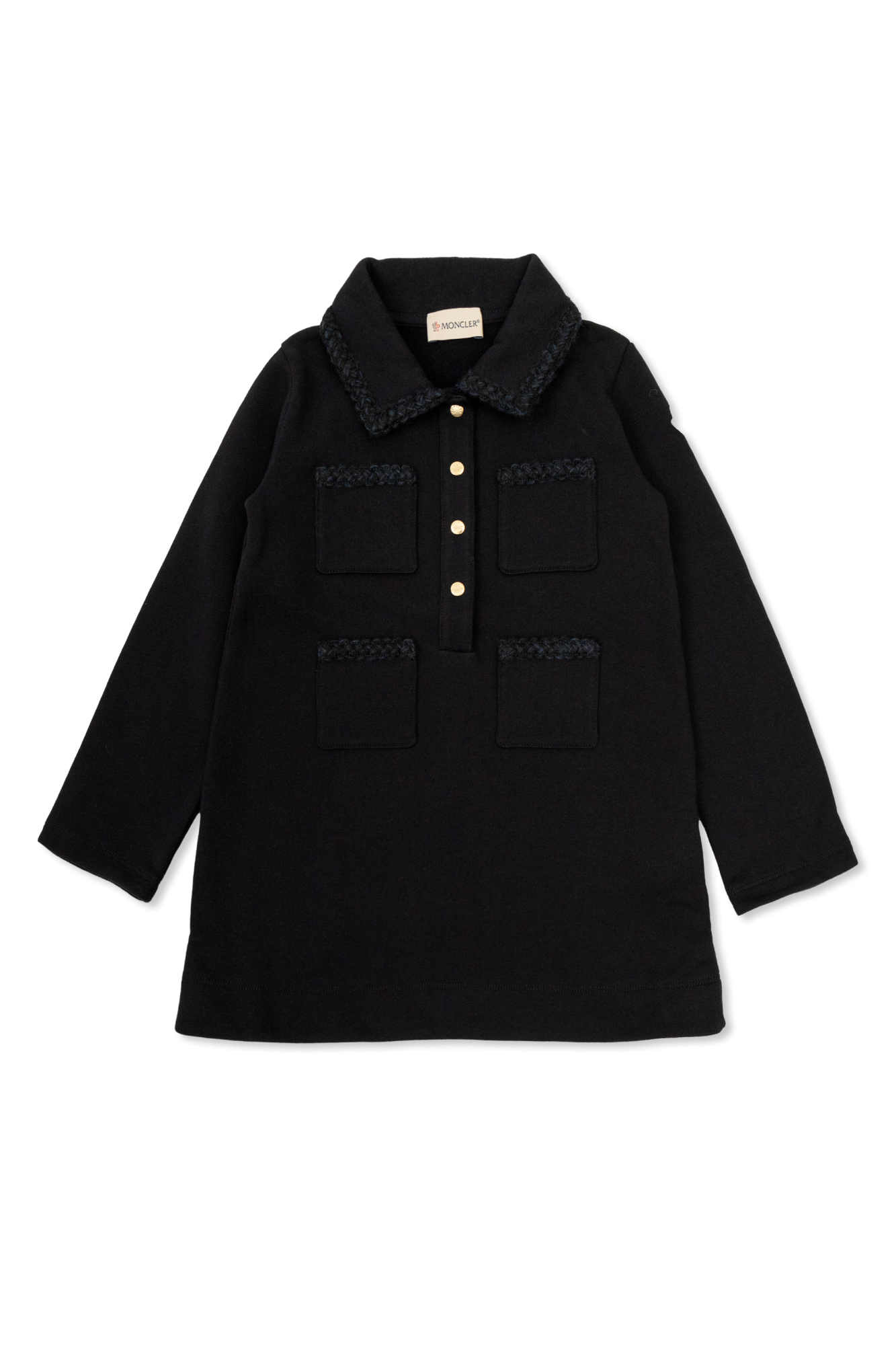 Moncler Enfant Bawełniana Sukienka Z Kieszeiami, Unisex, Granatowy