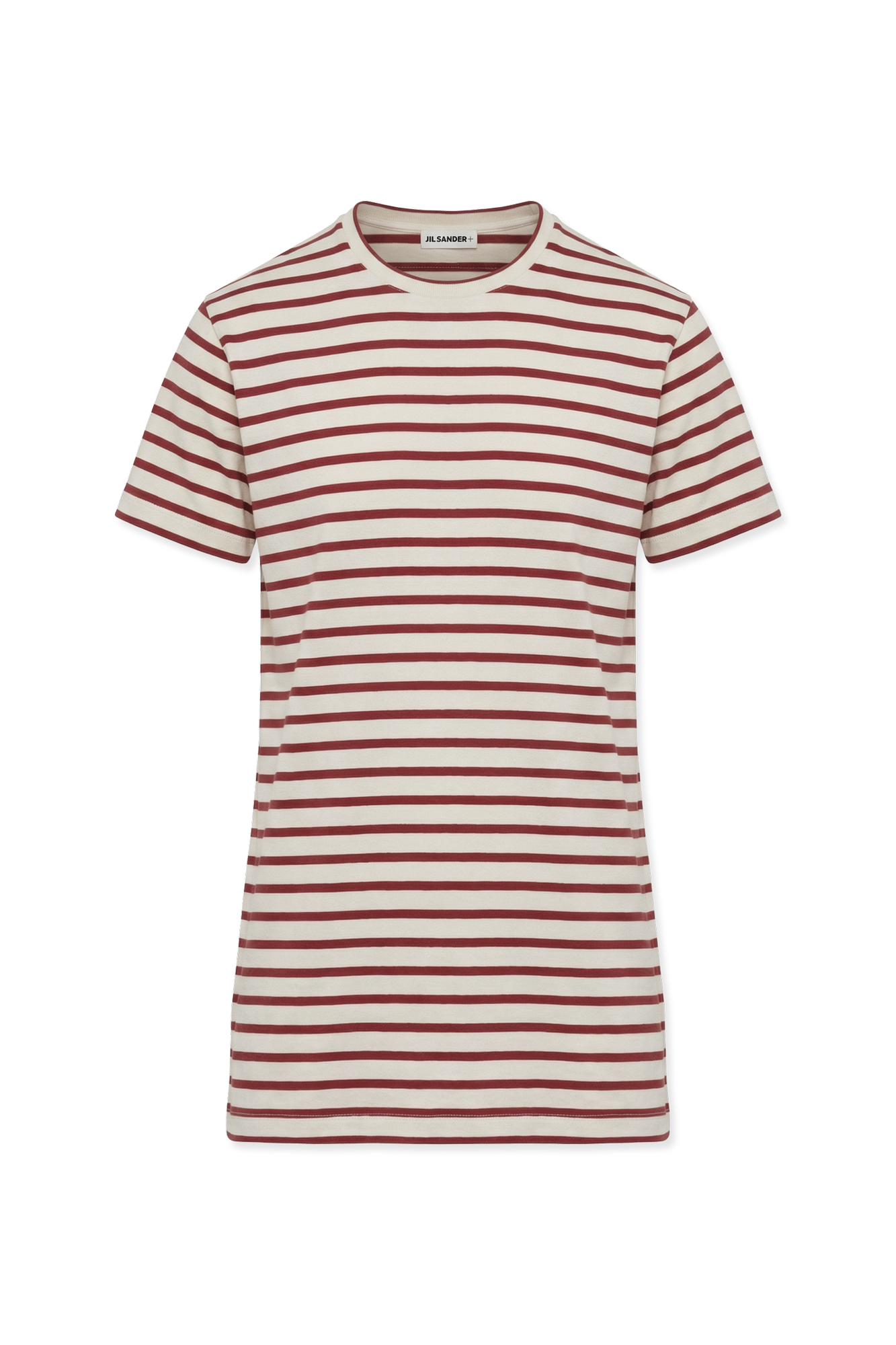 JIL SANDER+ Bawełniana Sukienka Ze Wzorem W Pasy, Kobiety, Czerwony
