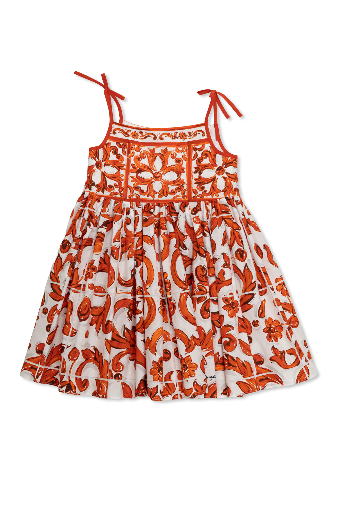 Dolce & Gabbana Kids Sukienka Z Motywem Kwiatowym, Unisex, Pomarańczowy